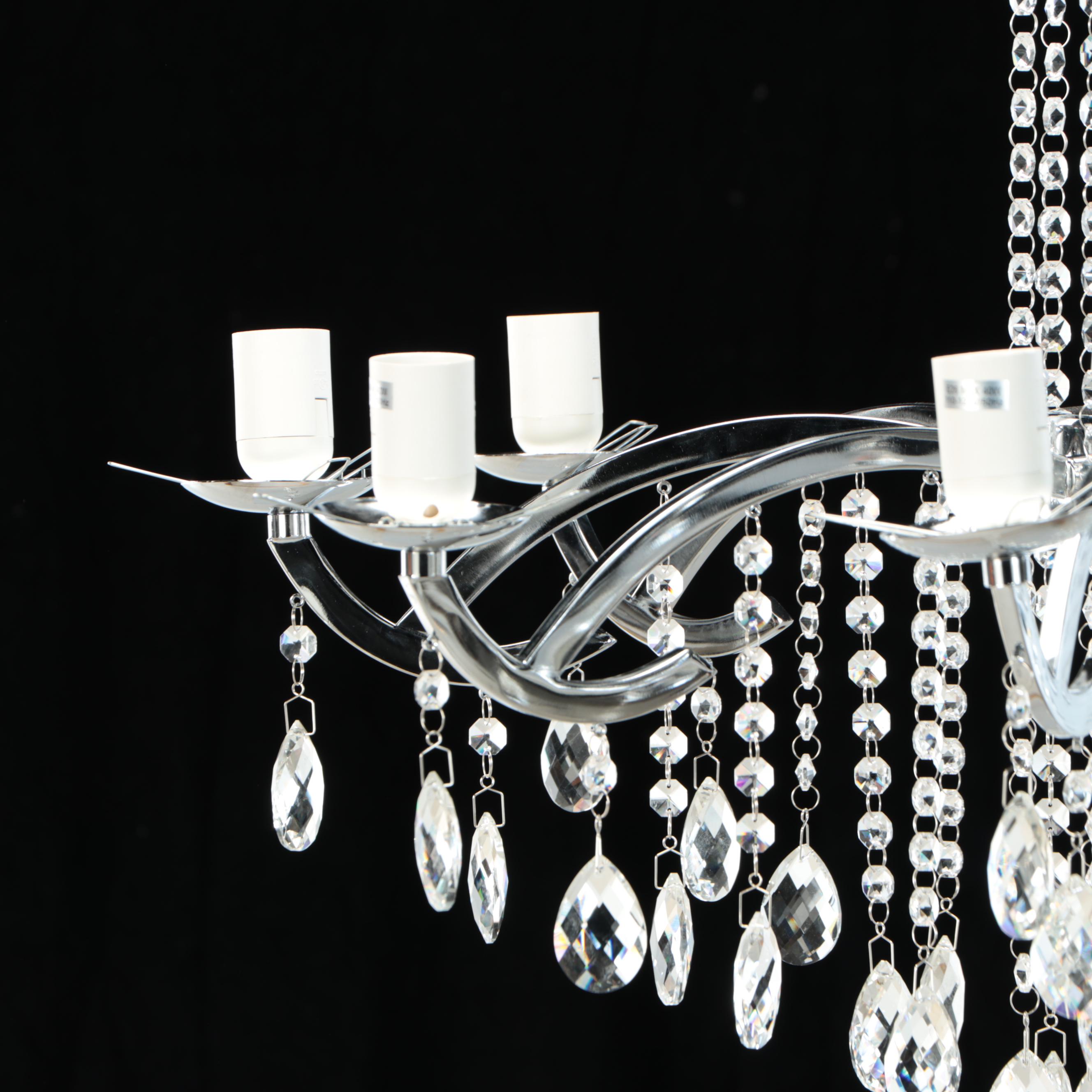 Contemporary Acrylic and Crystal Prisms Nine-Arm Chandelier, 21st C