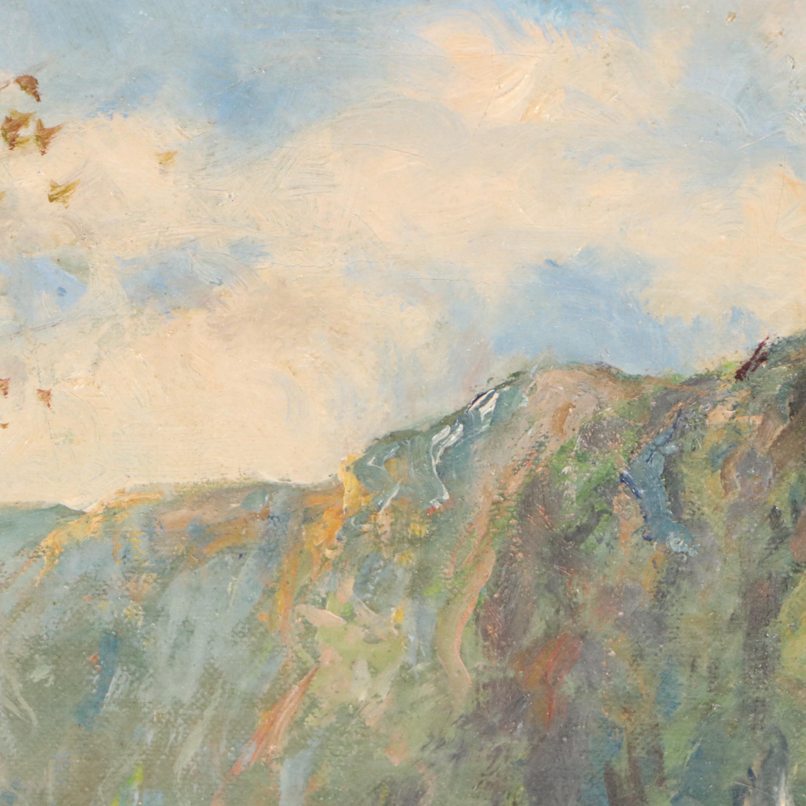 G. Carlier Landscape Oil Painting "Bords de la Meuse," 20th Century