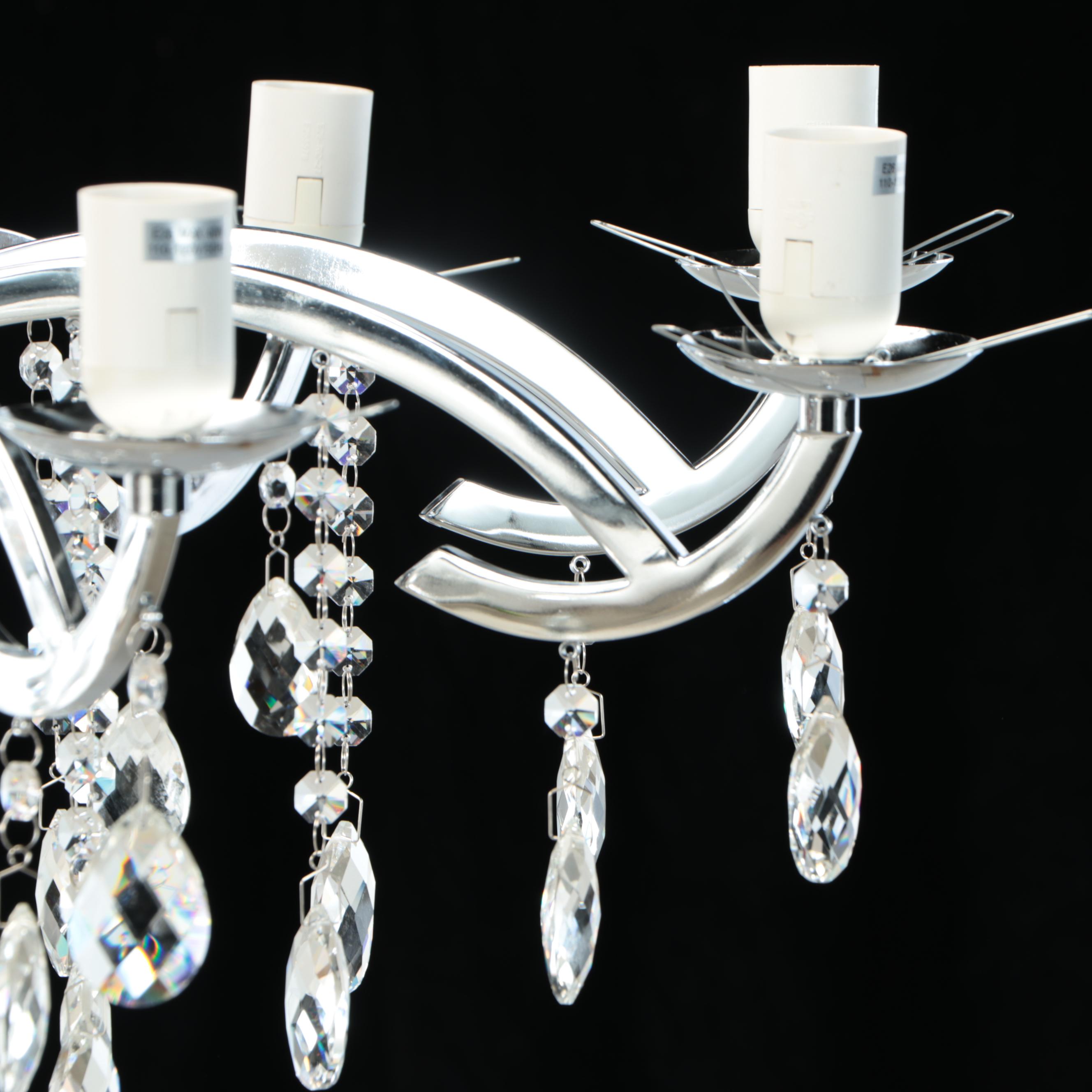 Contemporary Acrylic and Crystal Prisms Nine-Arm Chandelier, 21st C