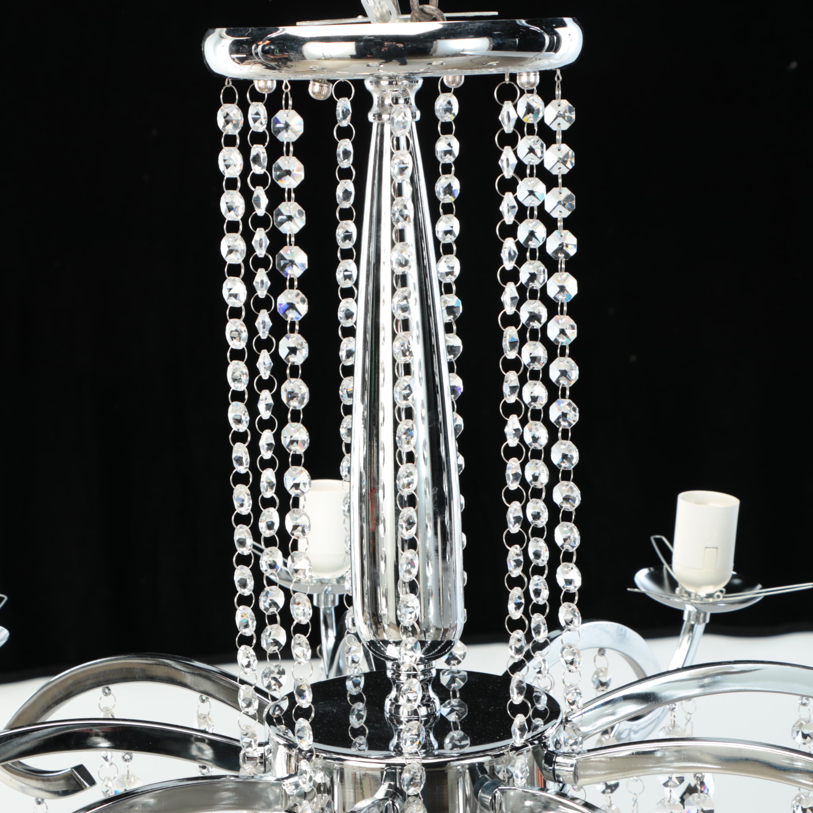 Contemporary Acrylic and Crystal Prisms Nine-Arm Chandelier, 21st C