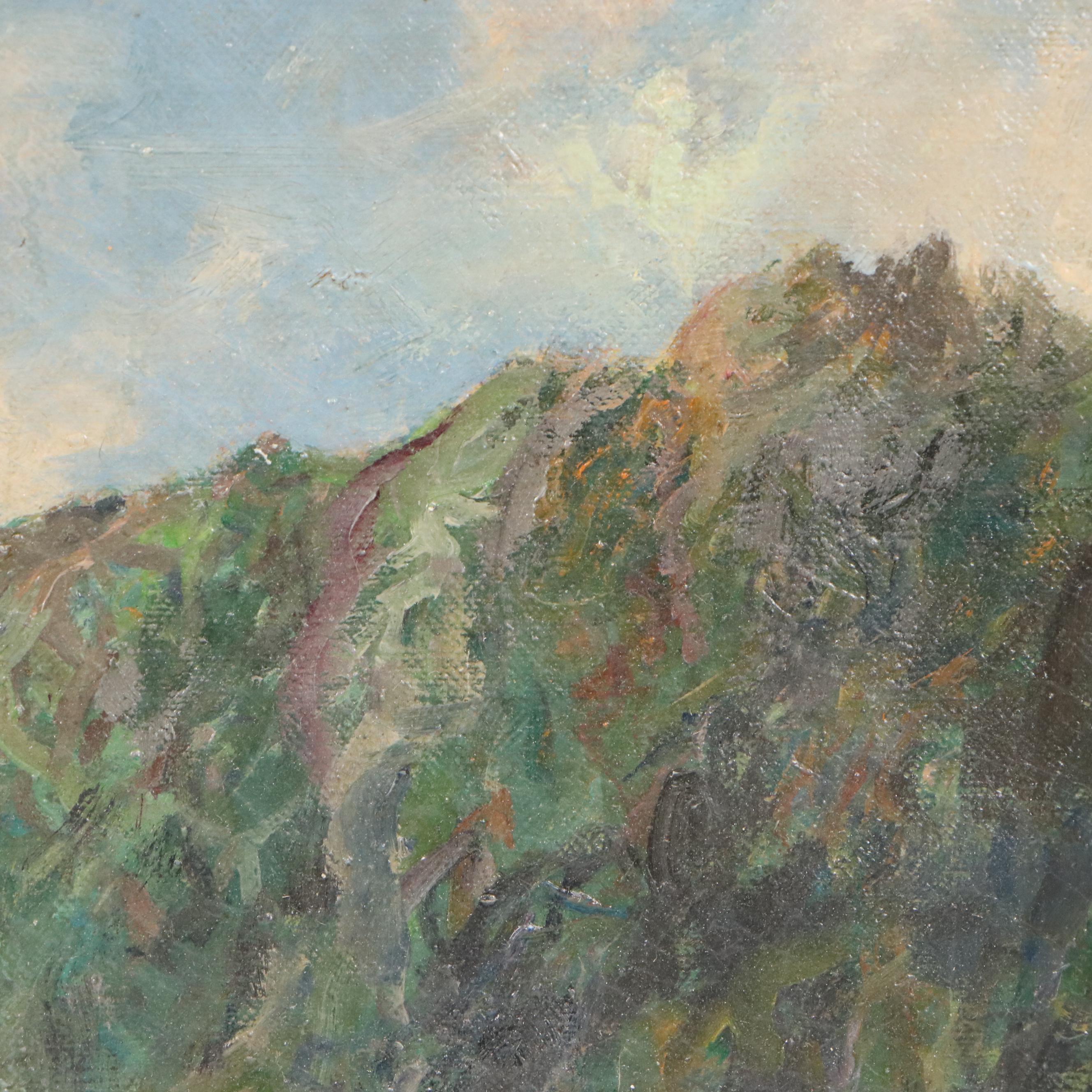 G. Carlier Landscape Oil Painting "Bords de la Meuse," 20th Century