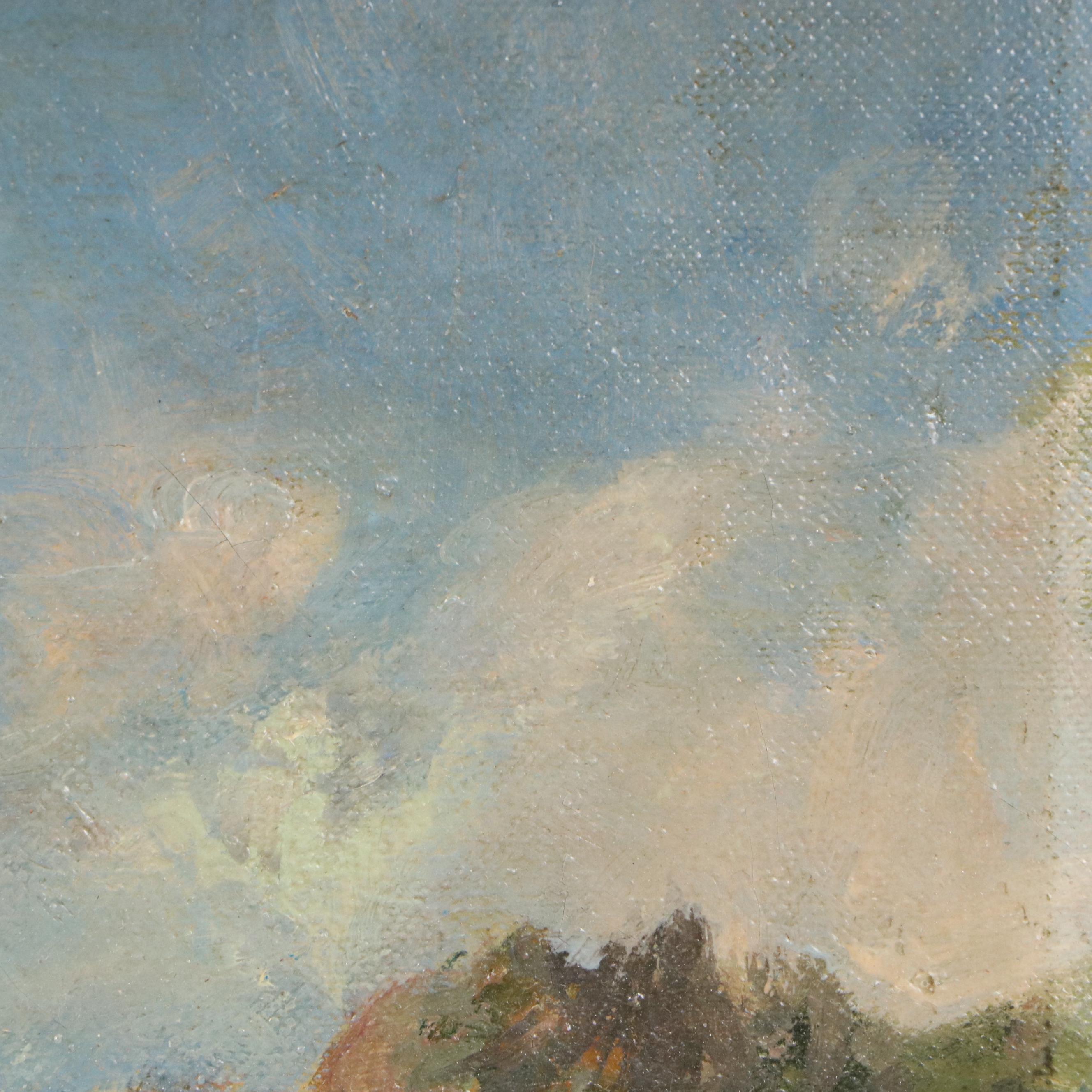 G. Carlier Landscape Oil Painting "Bords de la Meuse," 20th Century