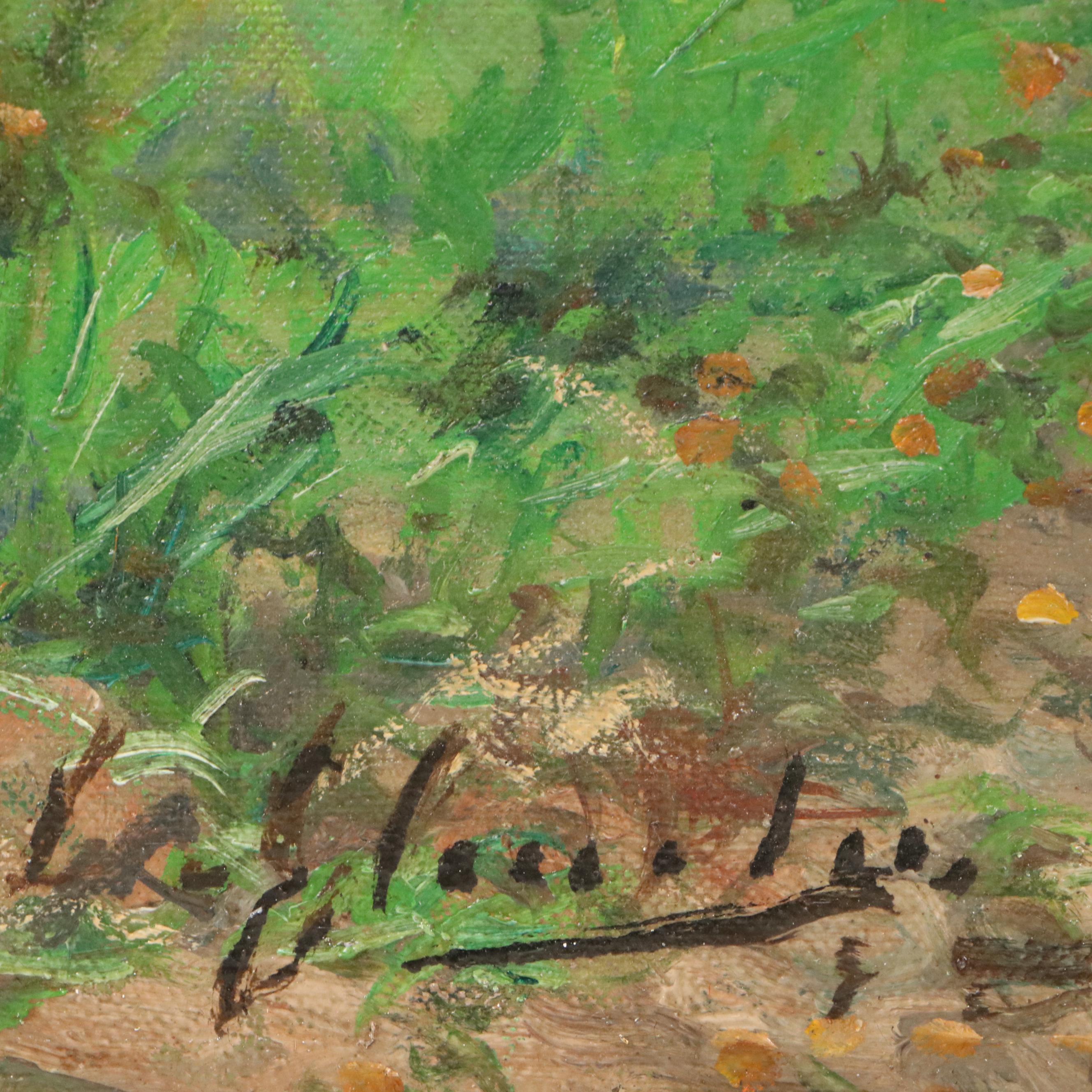 G. Carlier Landscape Oil Painting "Bords de la Meuse," 20th Century