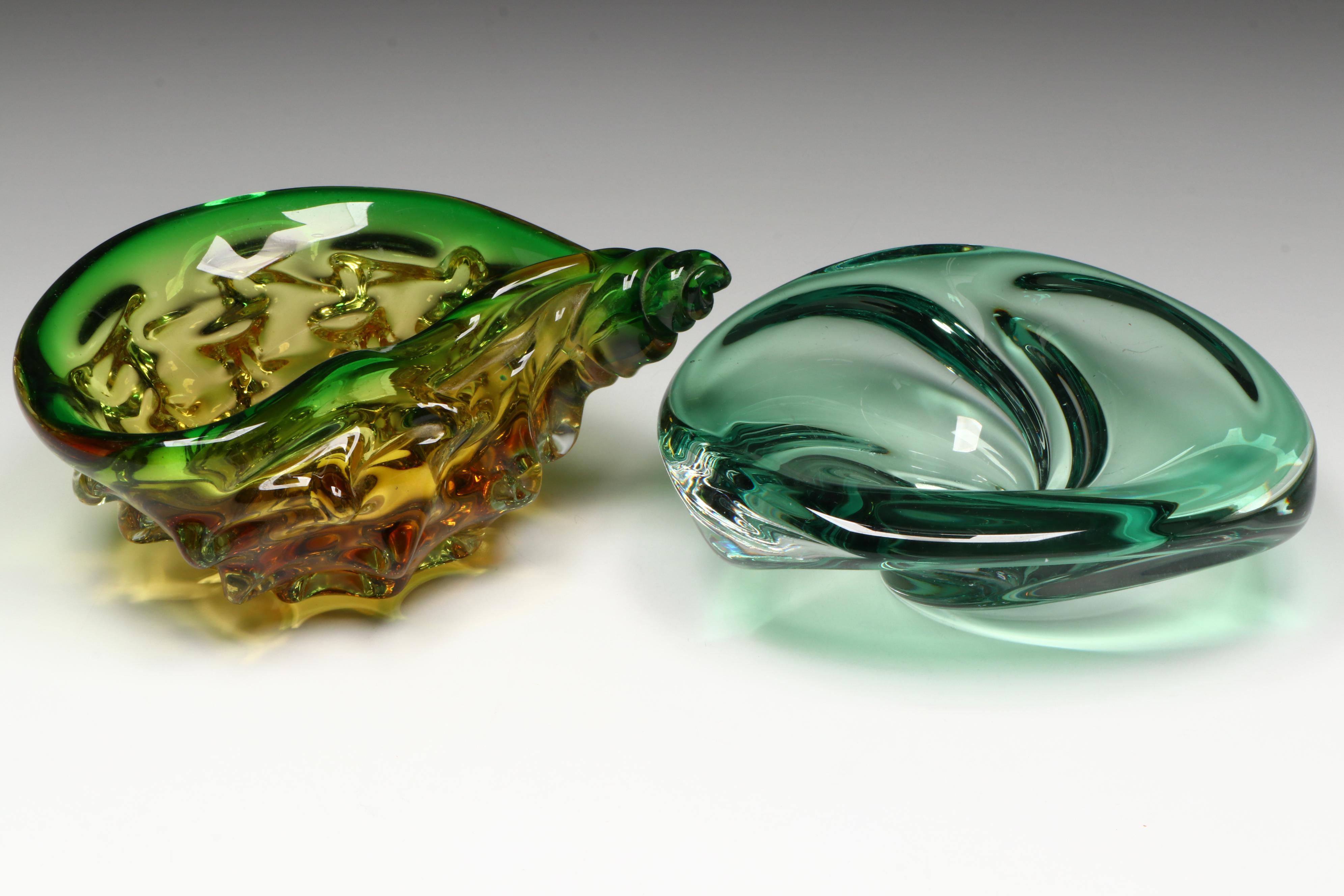 Murano Italian Art Glass Pinched and Blown Dishes, 20th Century