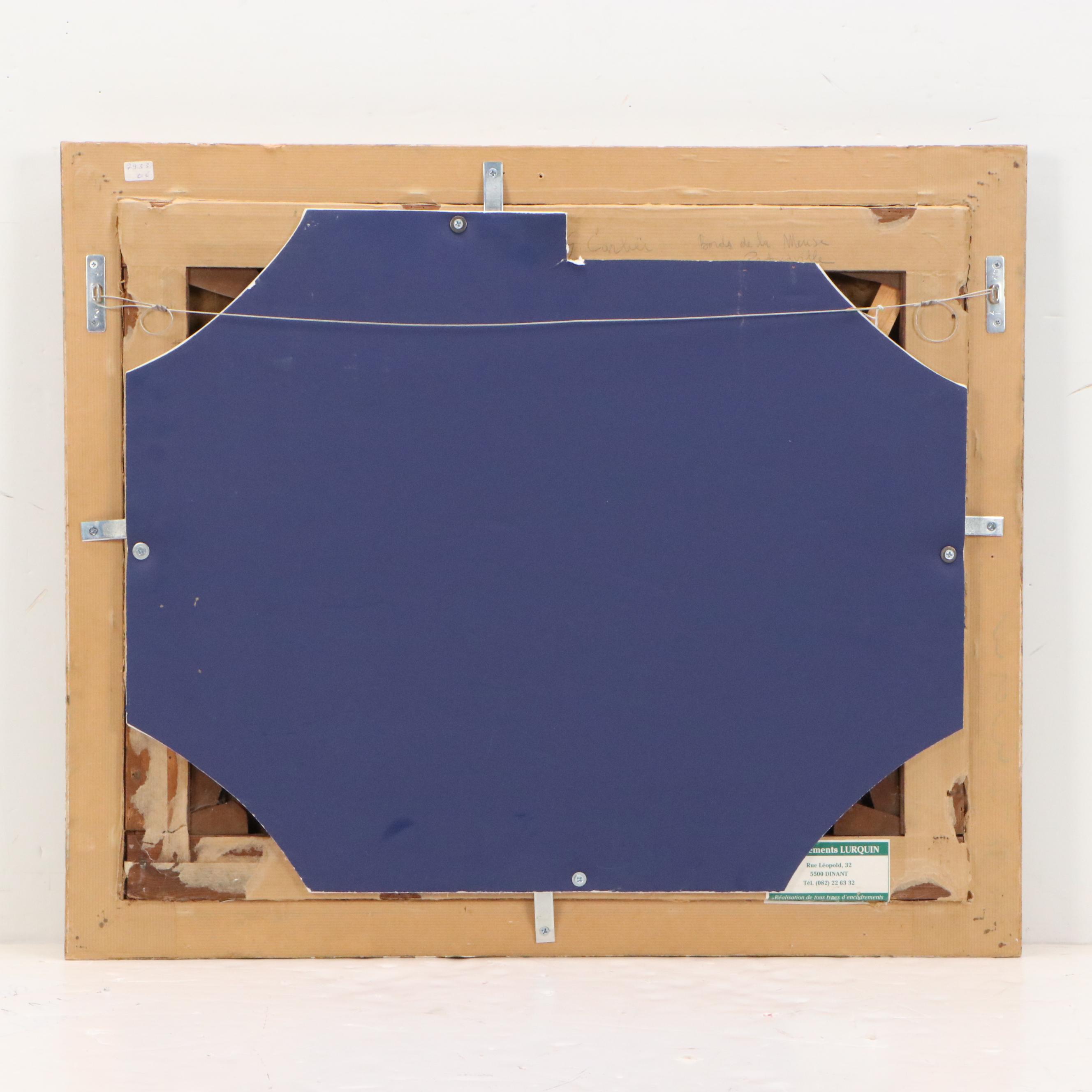 G. Carlier Landscape Oil Painting "Bords de la Meuse," 20th Century