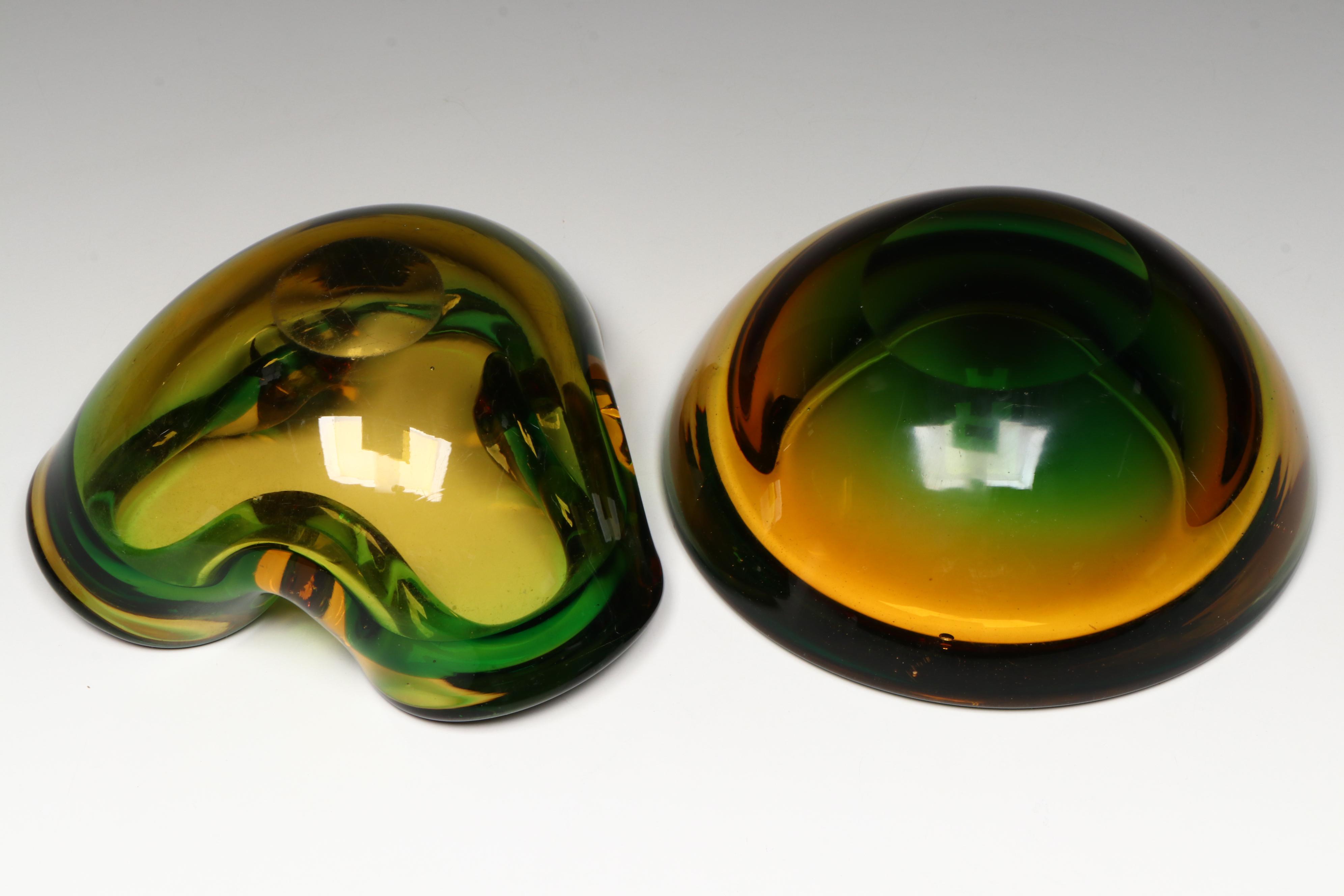 Murano Italian Art Glass Pinched and Blown Dishes, 20th Century