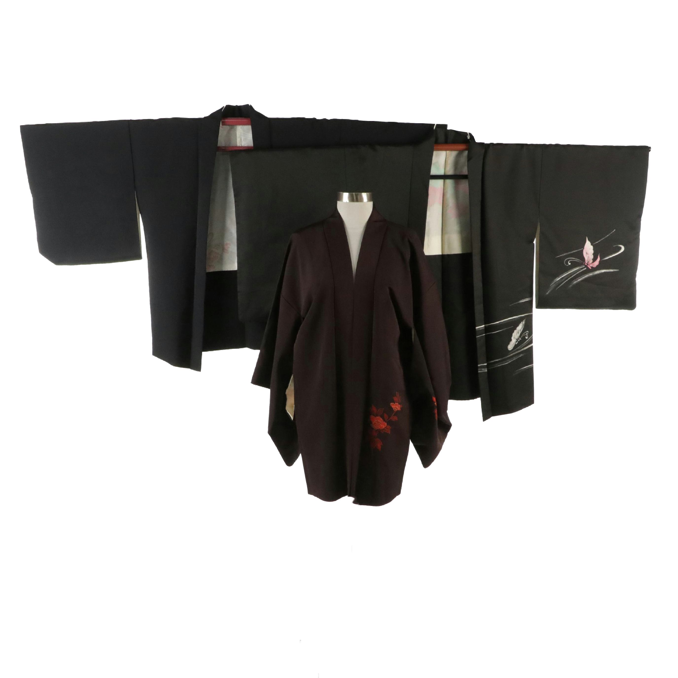 Japanese Haori in Silk with Hand-Painting