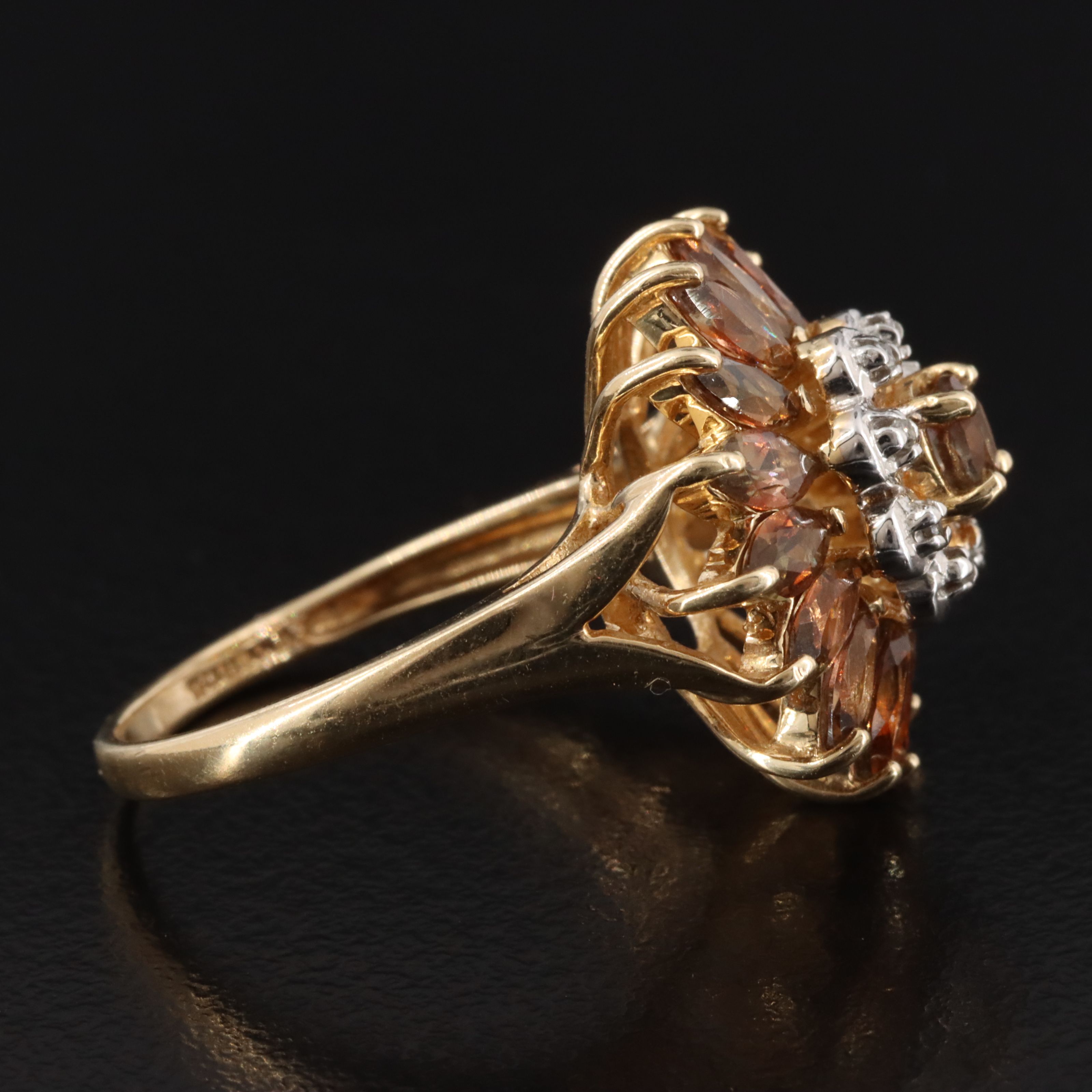14K Citrine and Diamond Flower Ring