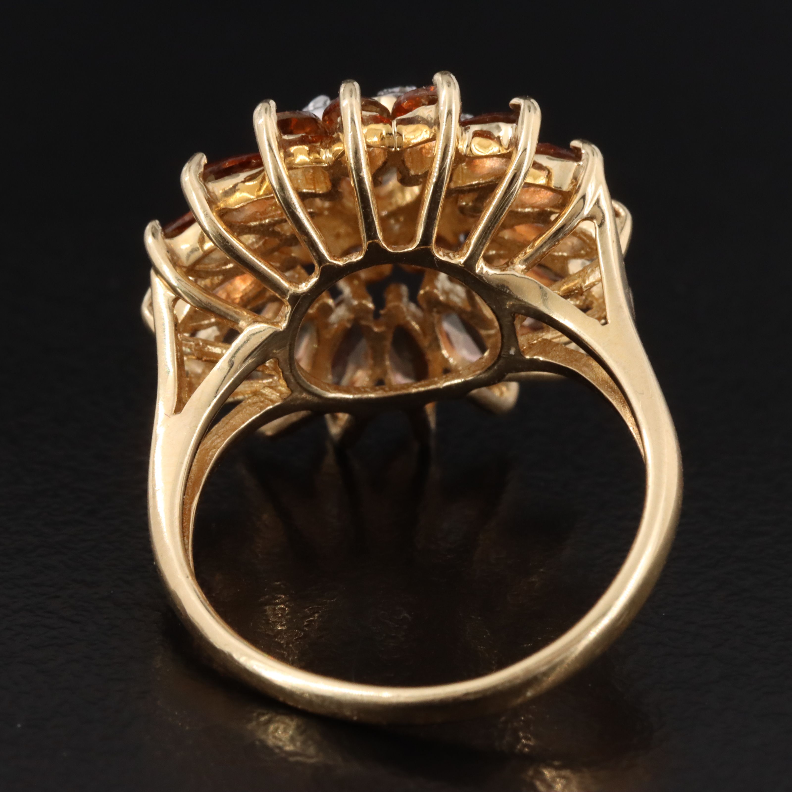 14K Citrine and Diamond Flower Ring