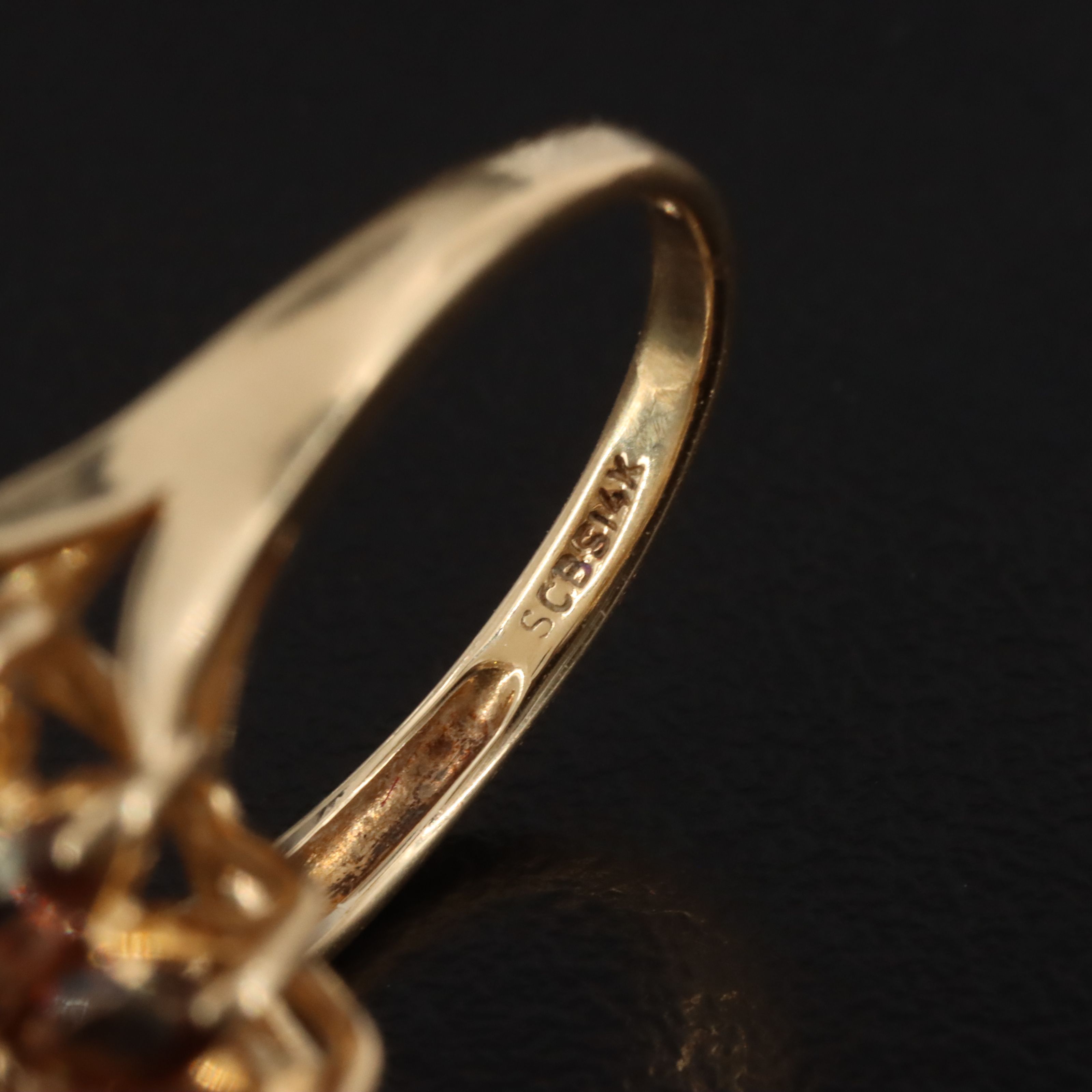 14K Citrine and Diamond Flower Ring