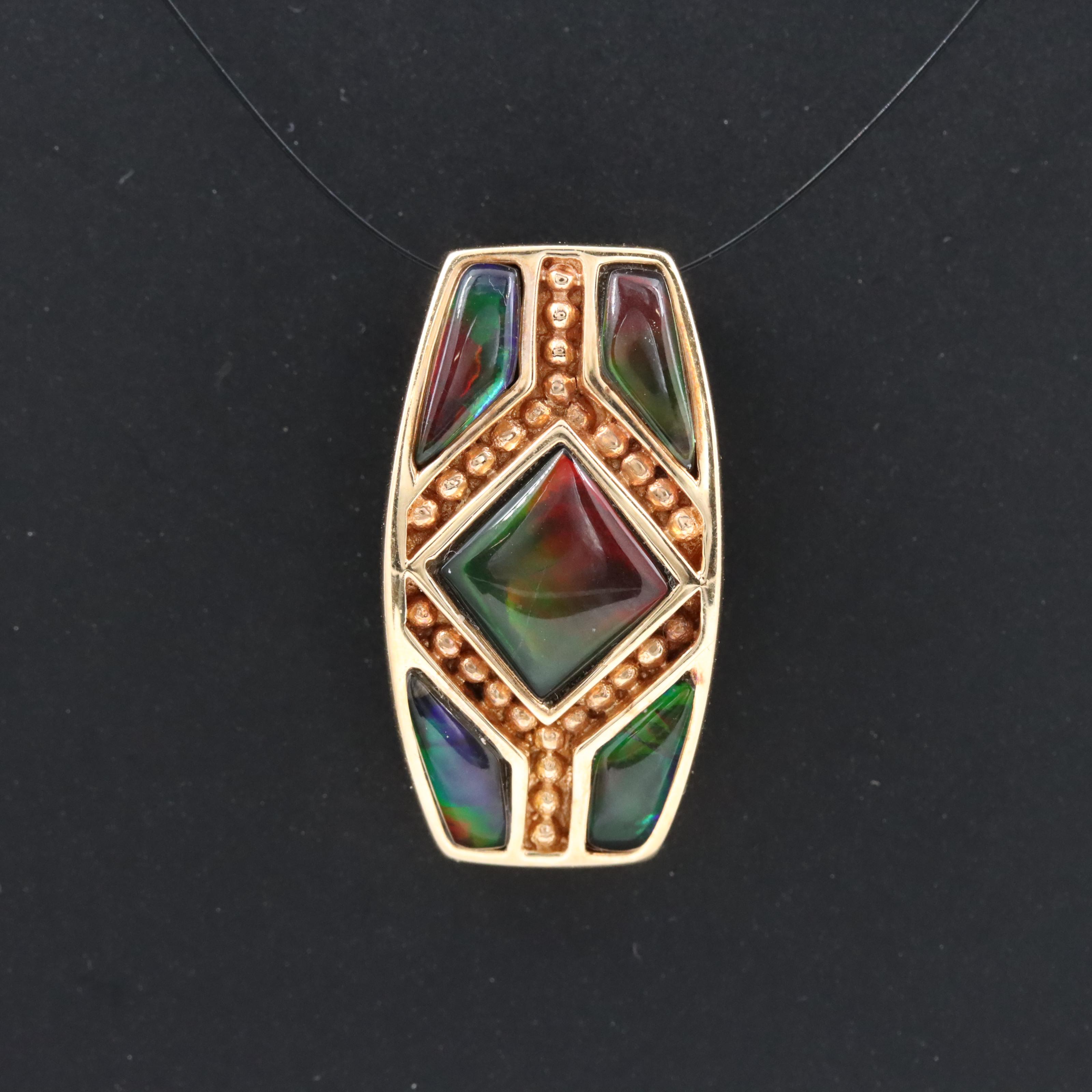 14K Ammonite Inlay Pendant