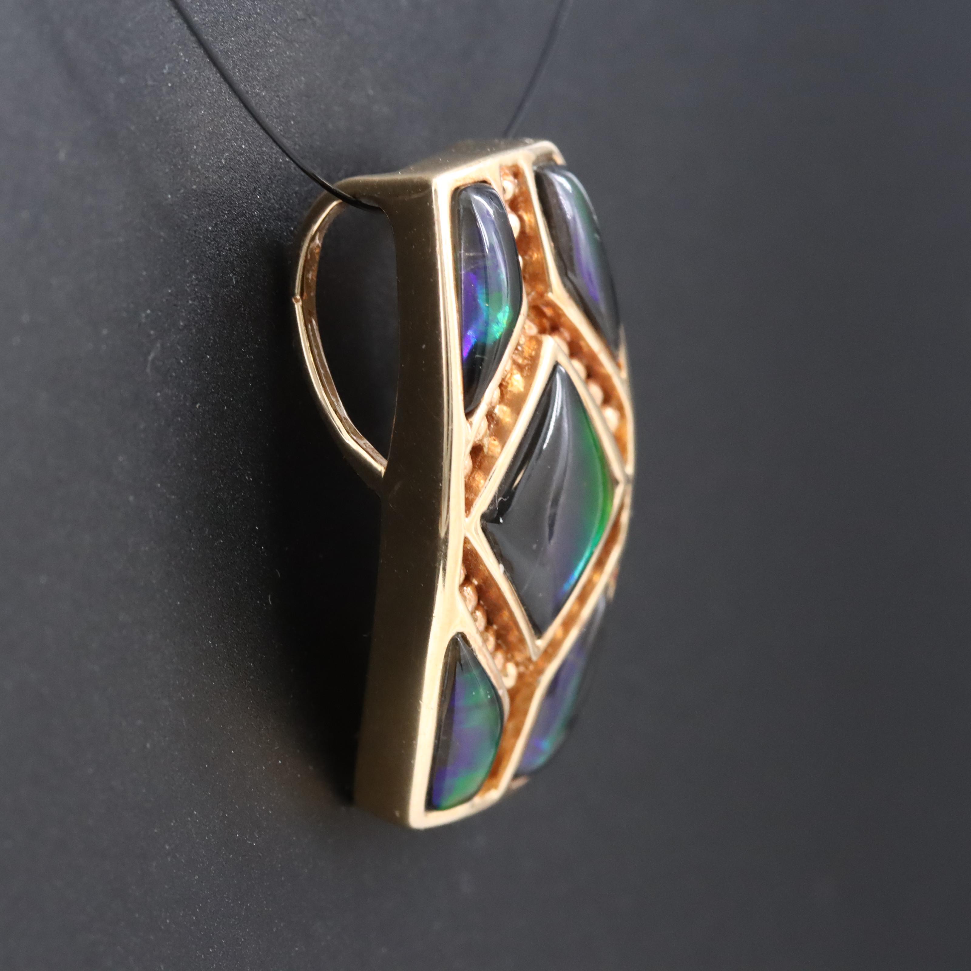 14K Ammonite Inlay Pendant