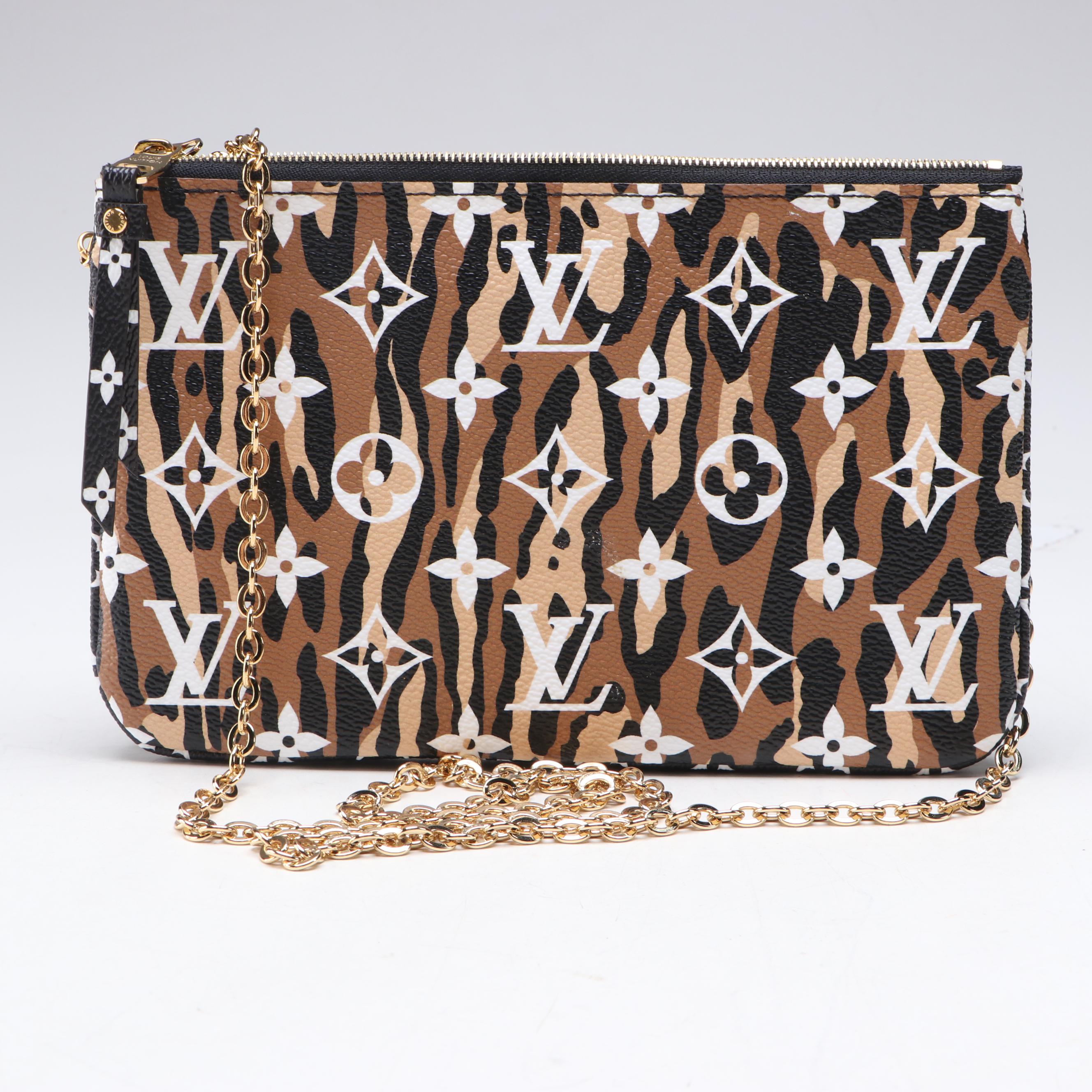 Louis Vuitton Giant Monogram Jungle Double Zip Pochette with Chain Strap