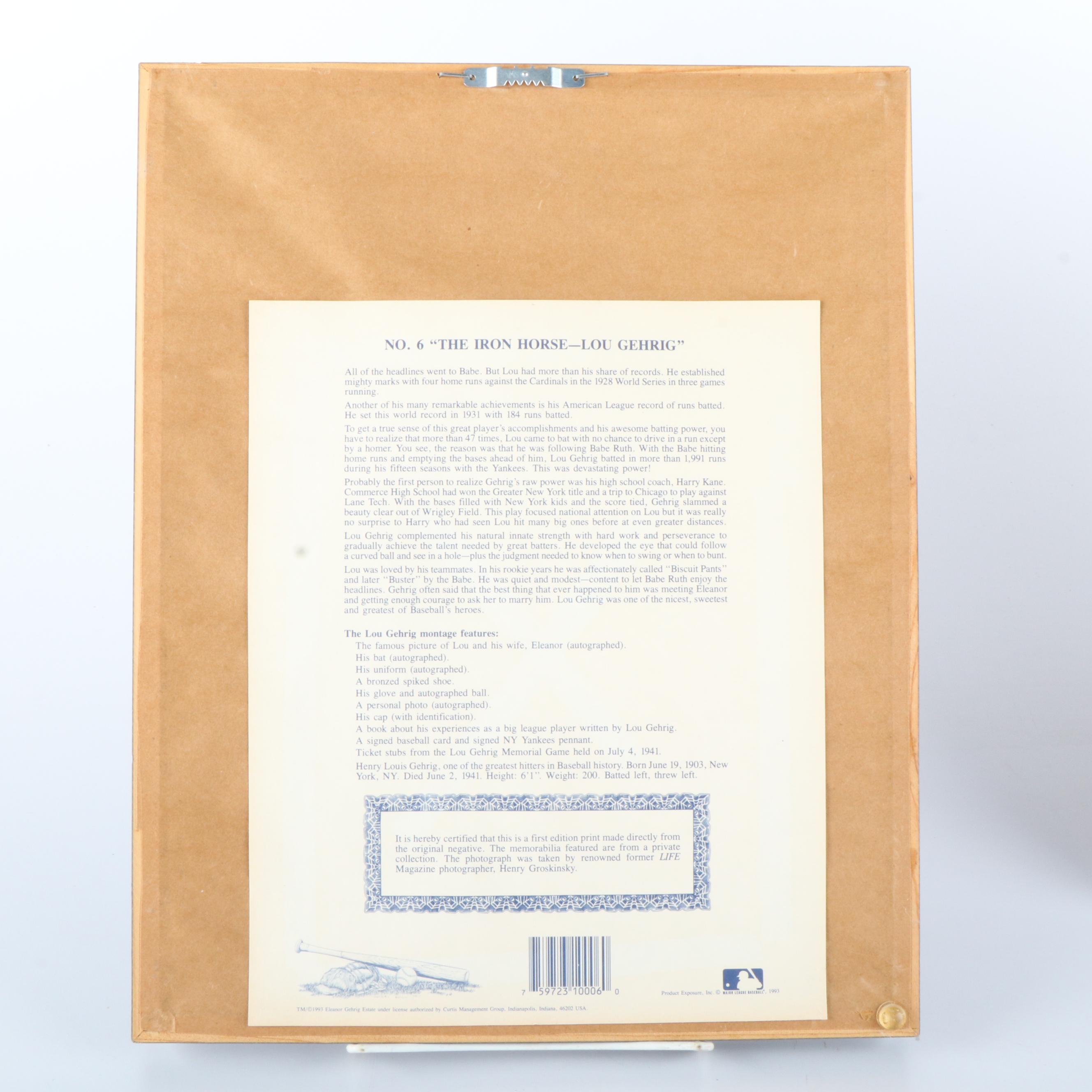 Framed Baseball Prints Featuring Ty Cobb, Stan Musial, Lou Gehrig, and More