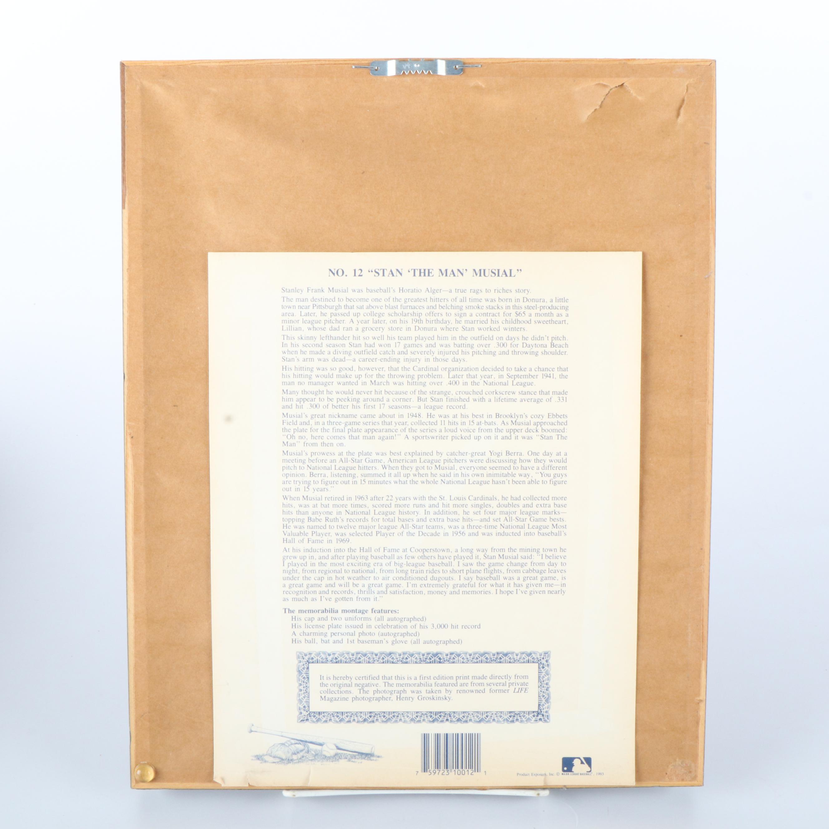 Framed Baseball Prints Featuring Ty Cobb, Stan Musial, Lou Gehrig, and More