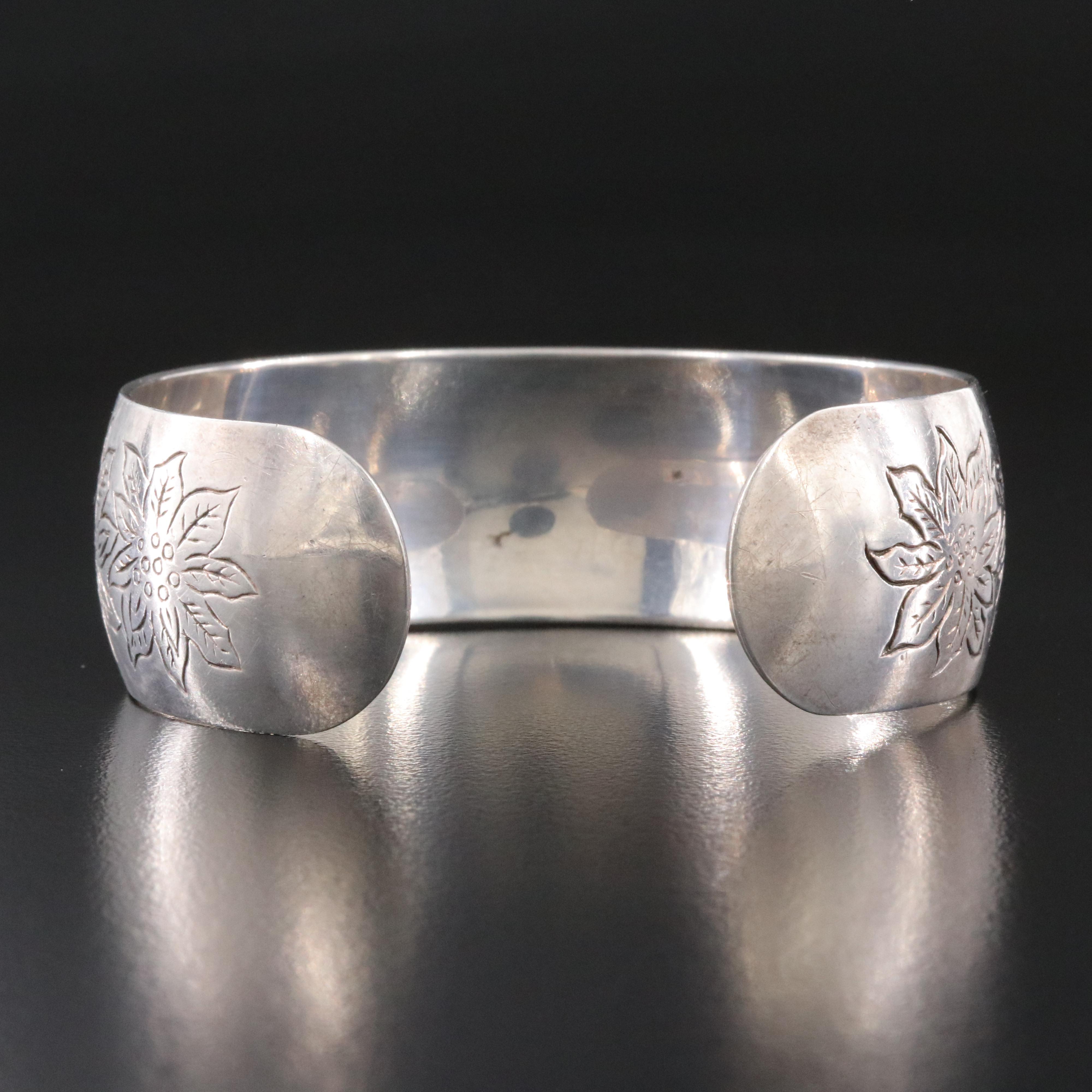 S. Kirk & Son "Poinsettia" Sterling Floral Cuff Bracelet