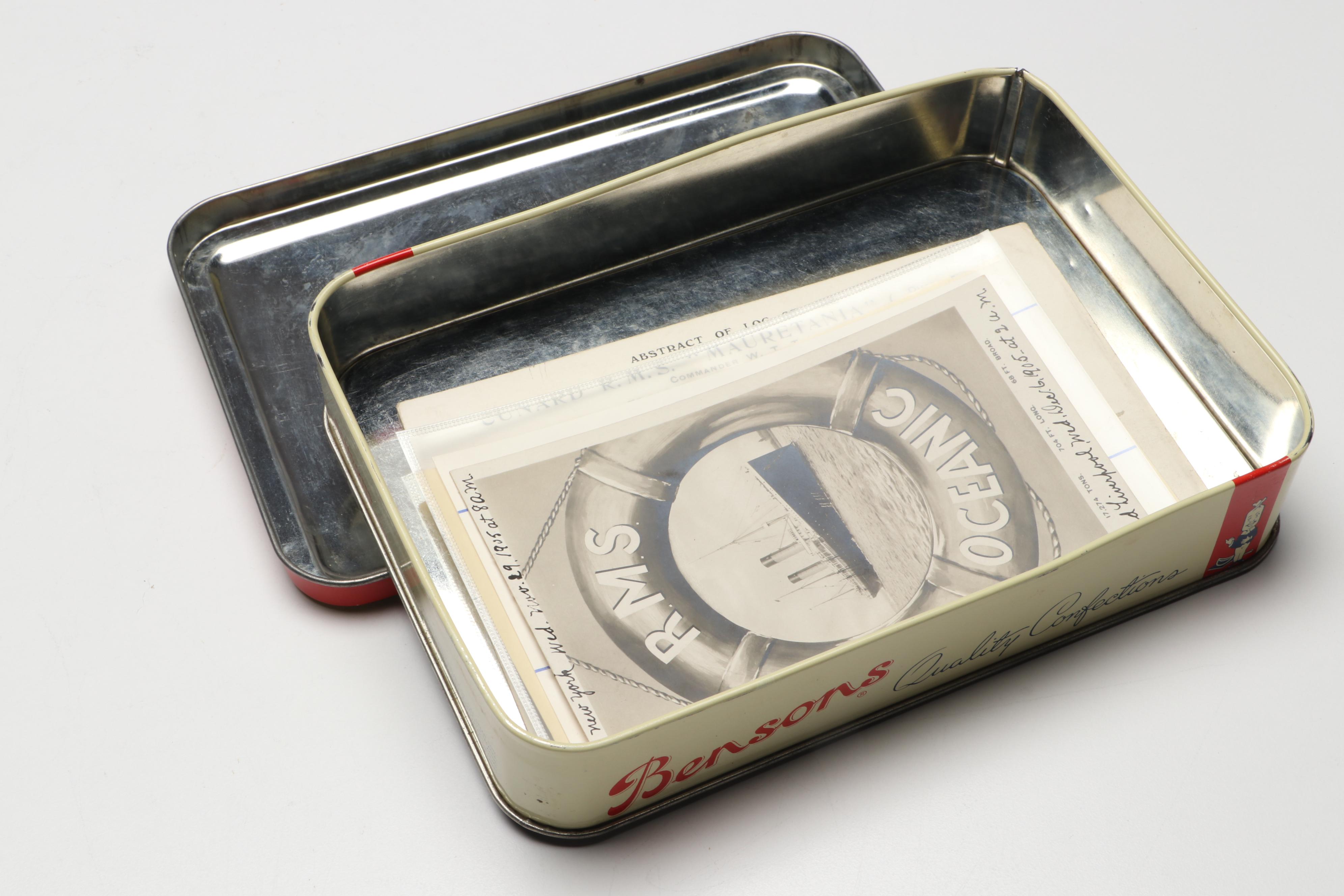 R.M.S. Queen Elizabeth Benson's Candy Tin and First Mate's Hat, More Memorabilia