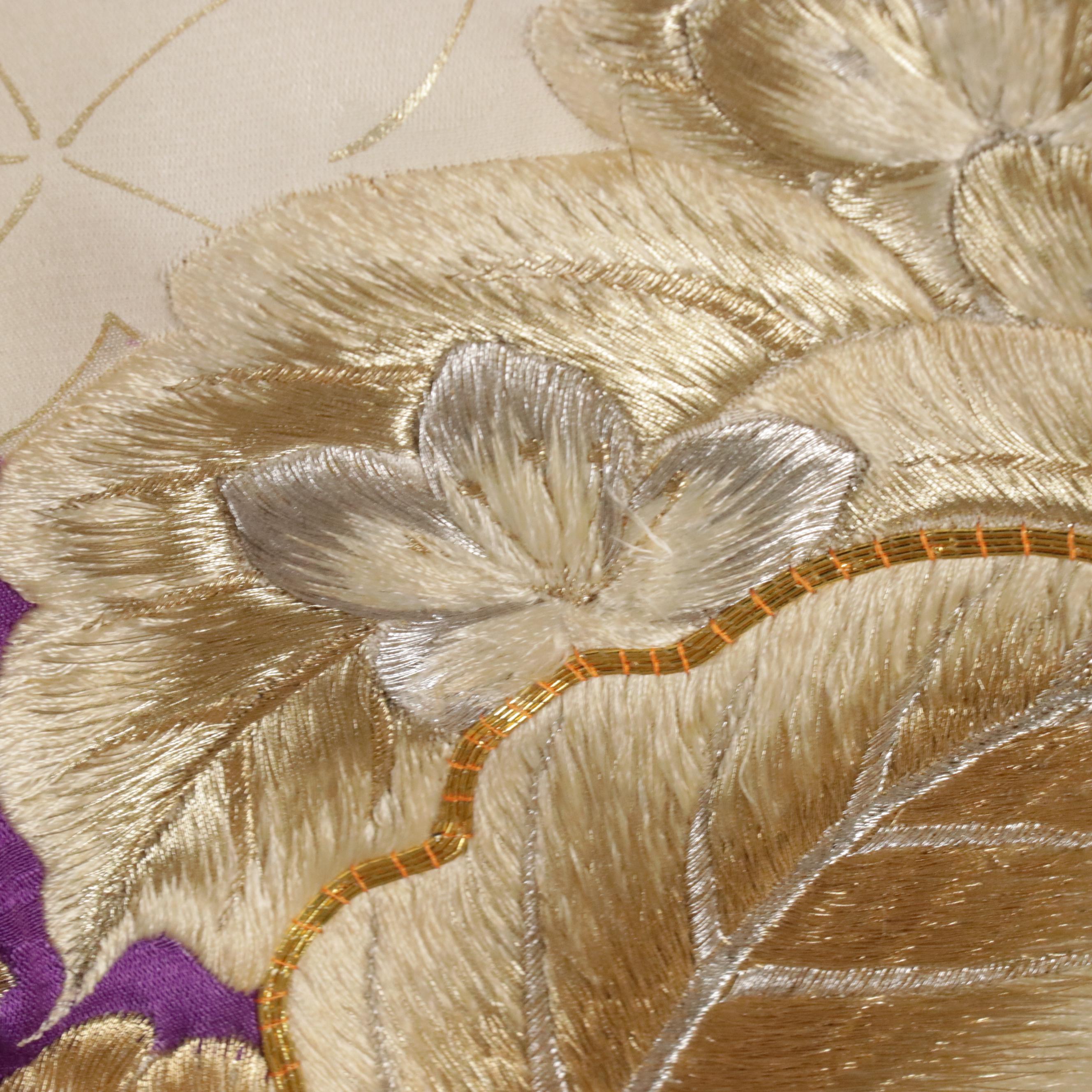 Japanese Furisode Kimono in Silk with Hand-Painting and Embroidery