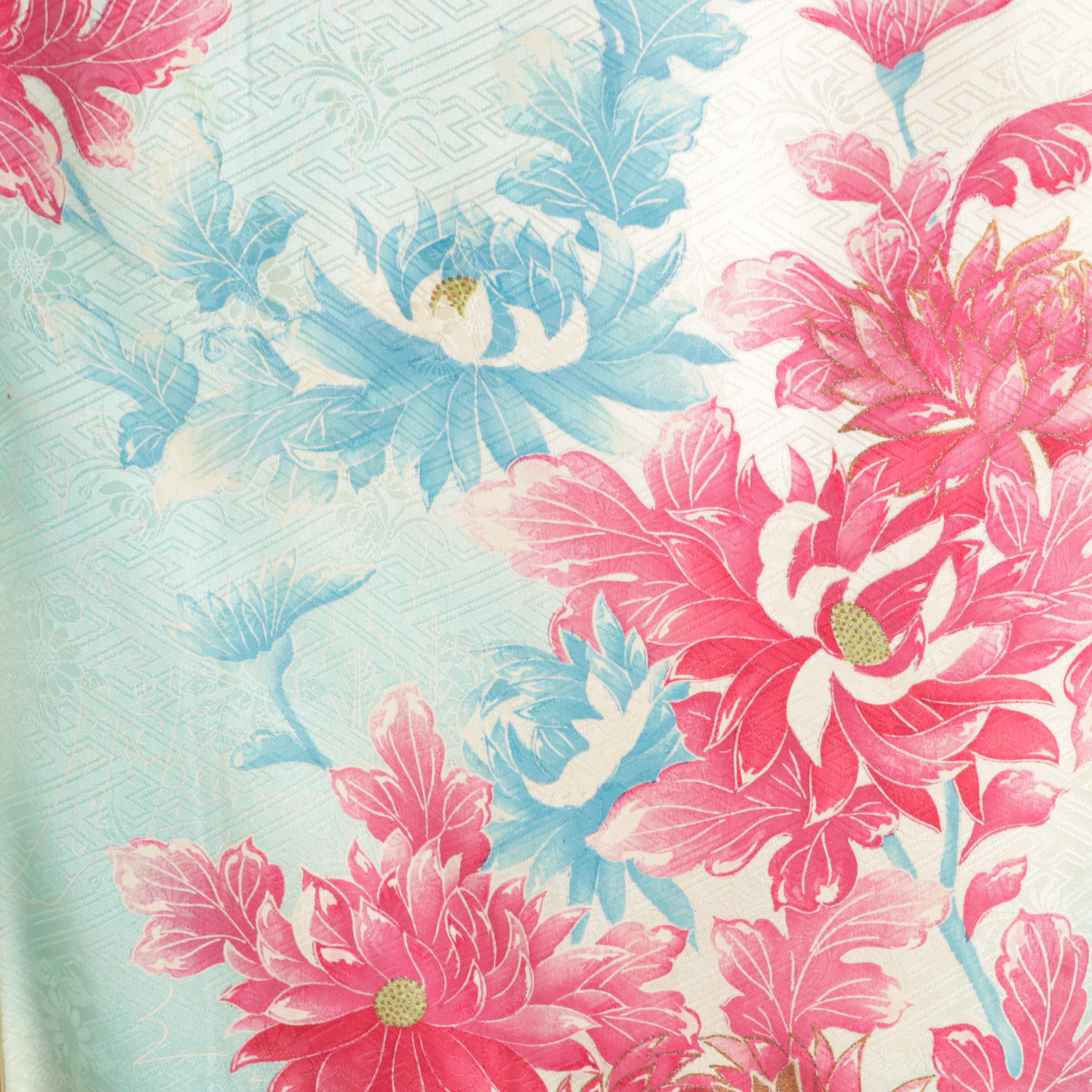 Japanese Furisode Kimono in Silk with Hand-Painting and Embroidery