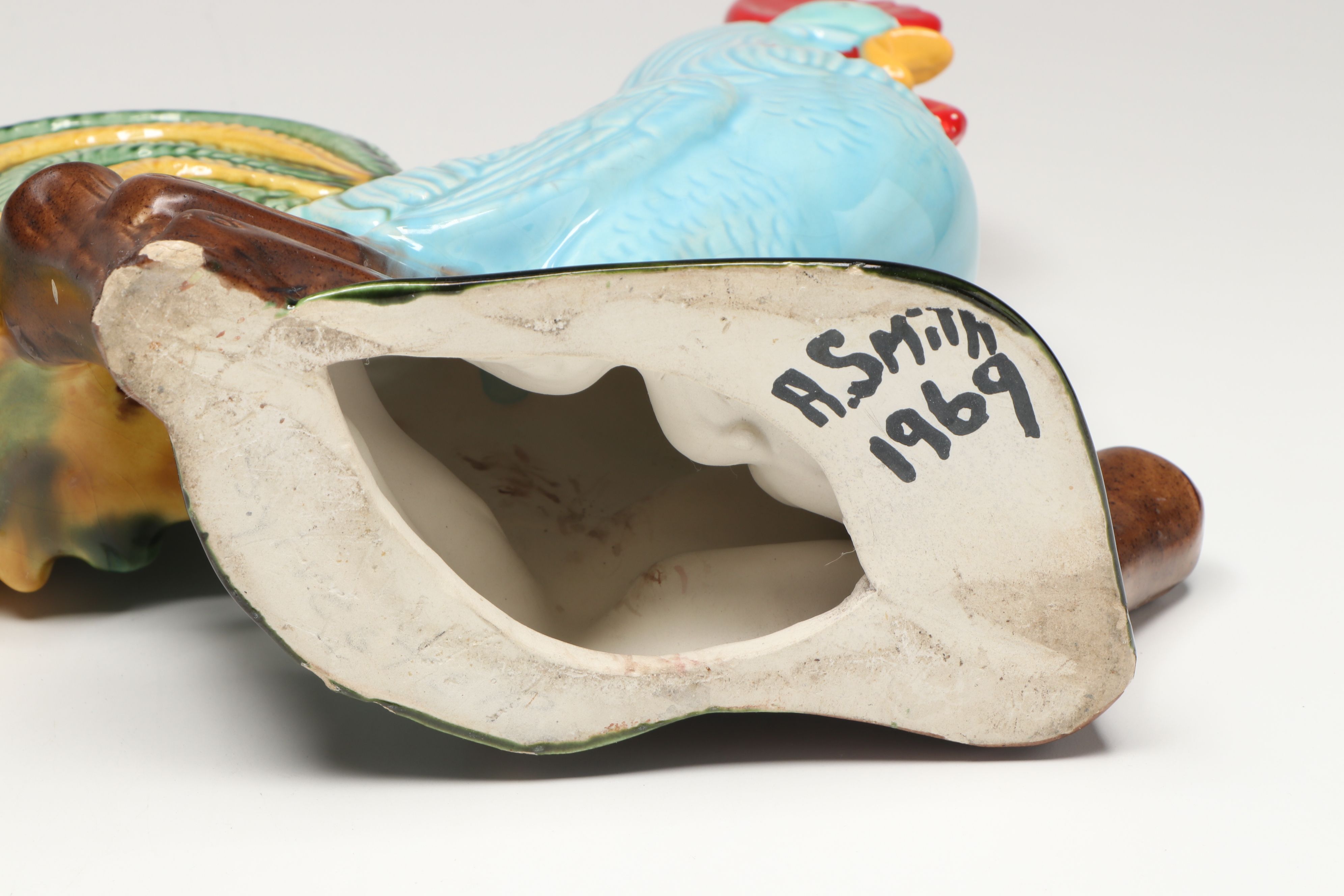 Artist Signed Ceramic Rooster Napkin Holder, Ceramic Pitcher, and More Tableware