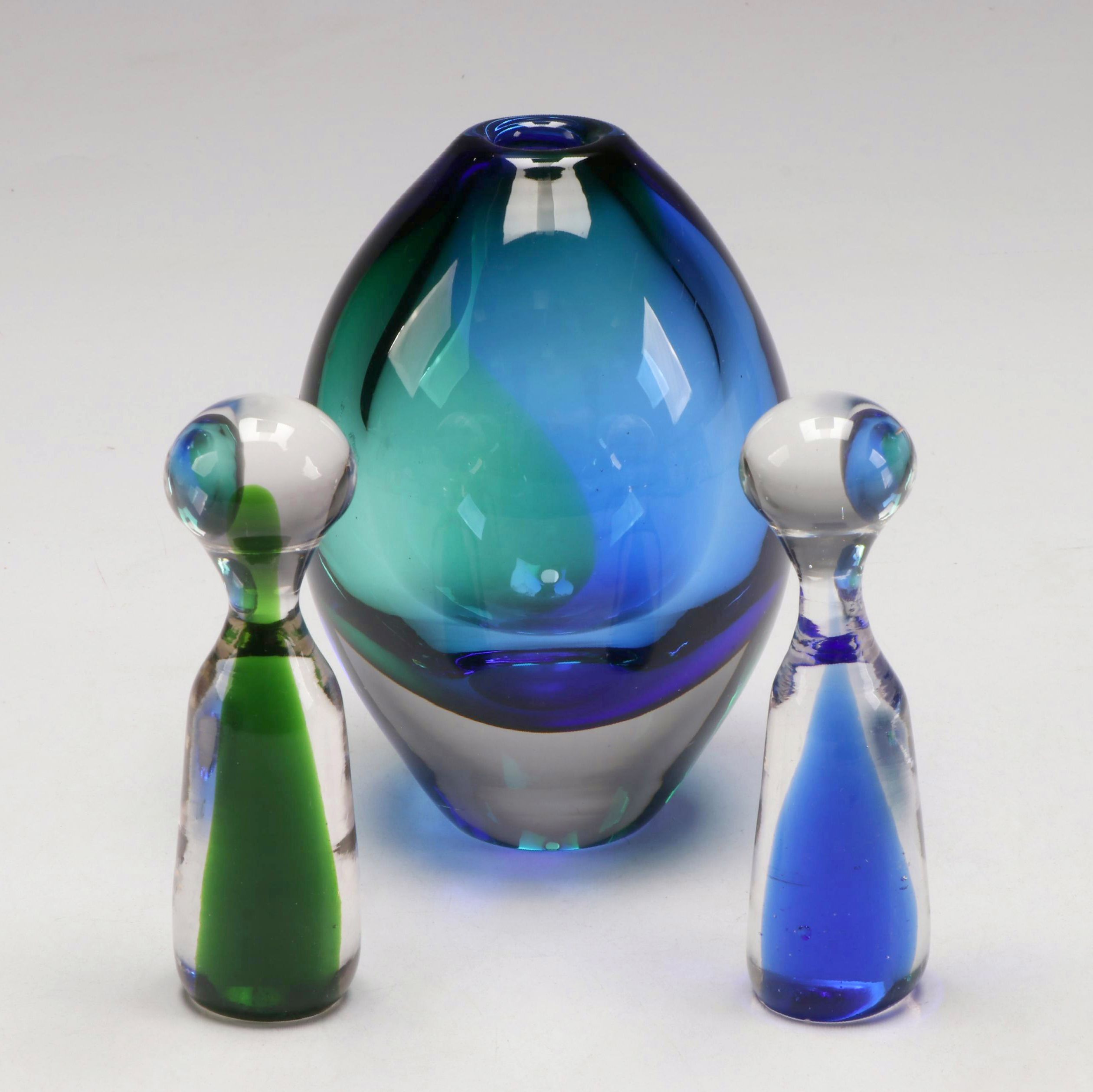 Art Glass Sommerso Vase and Figurines
