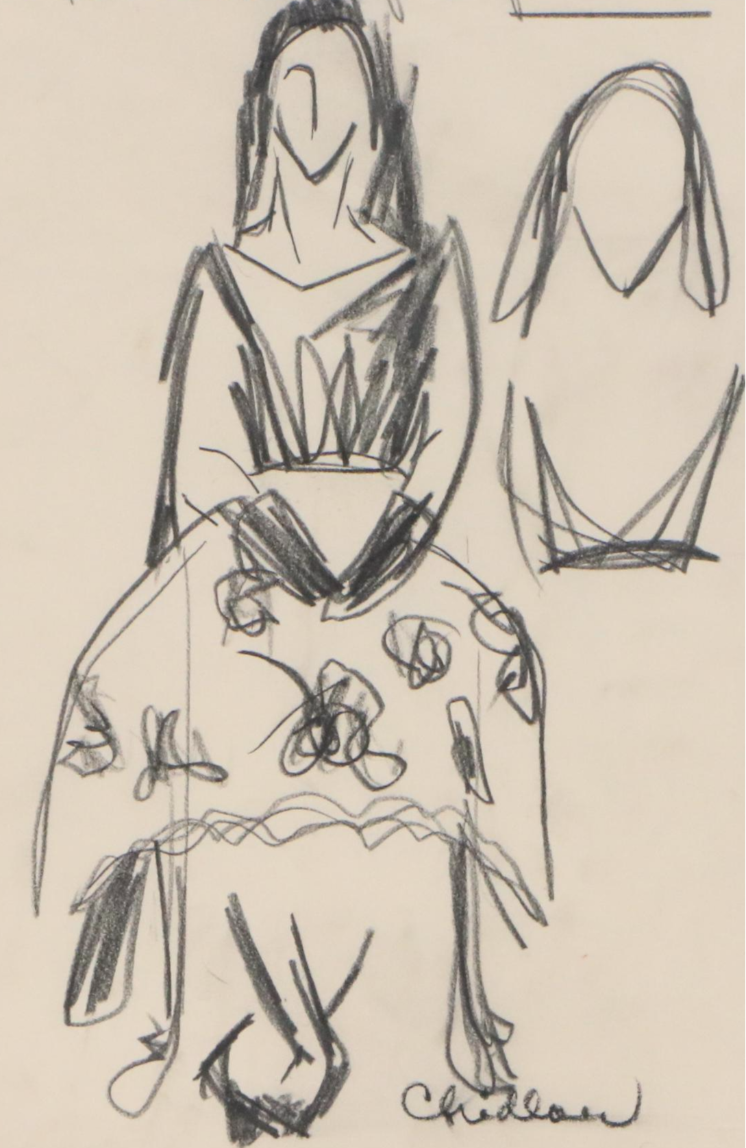 Paul Chidlaw Gestural Graphite Drawing "The search for form"