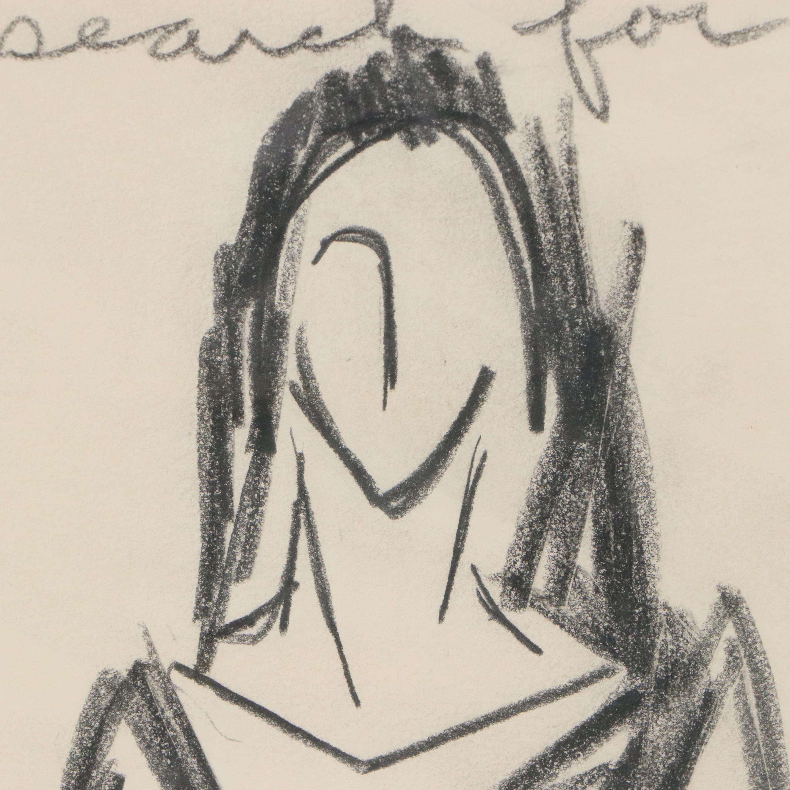 Paul Chidlaw Gestural Graphite Drawing "The search for form"