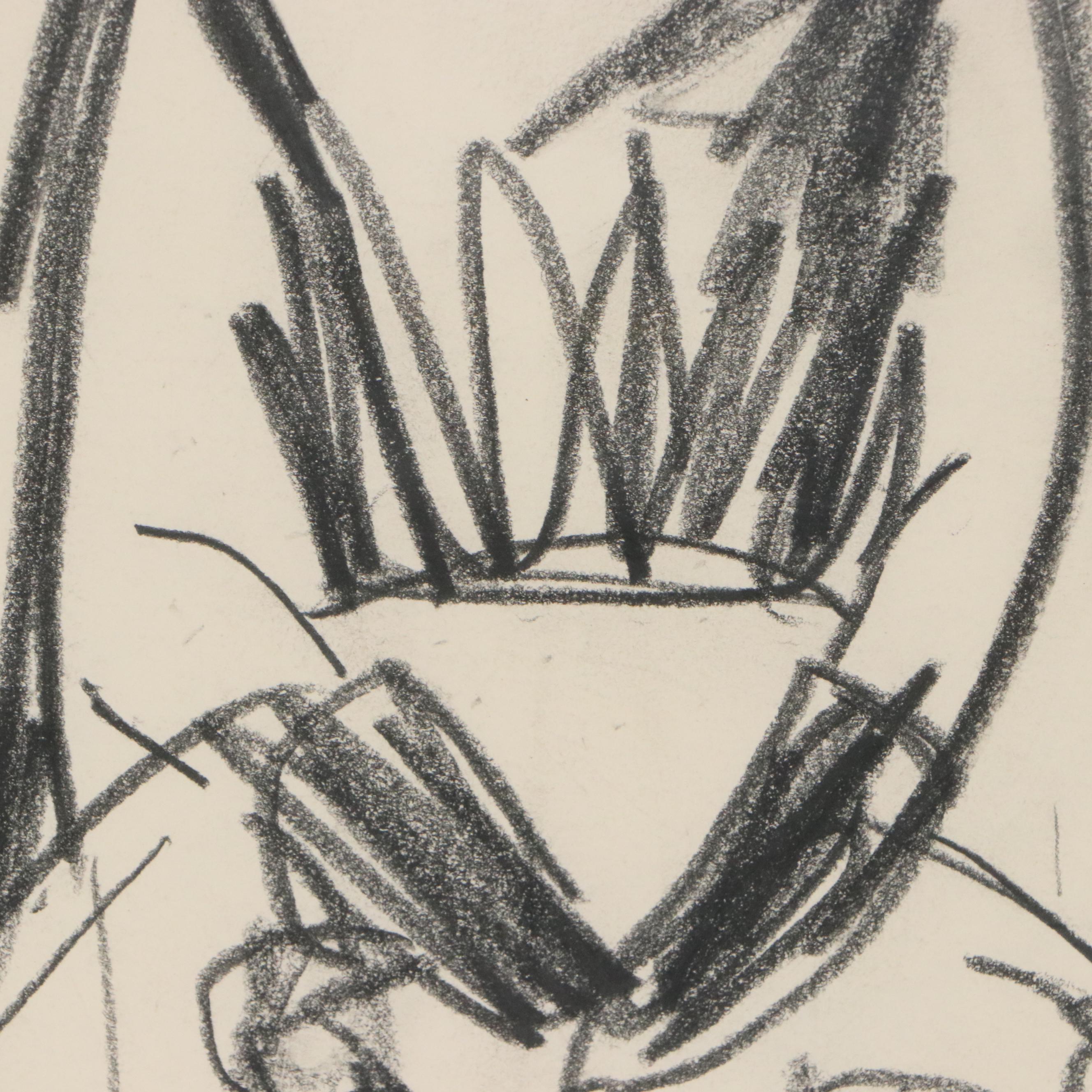 Paul Chidlaw Gestural Graphite Drawing "The search for form"