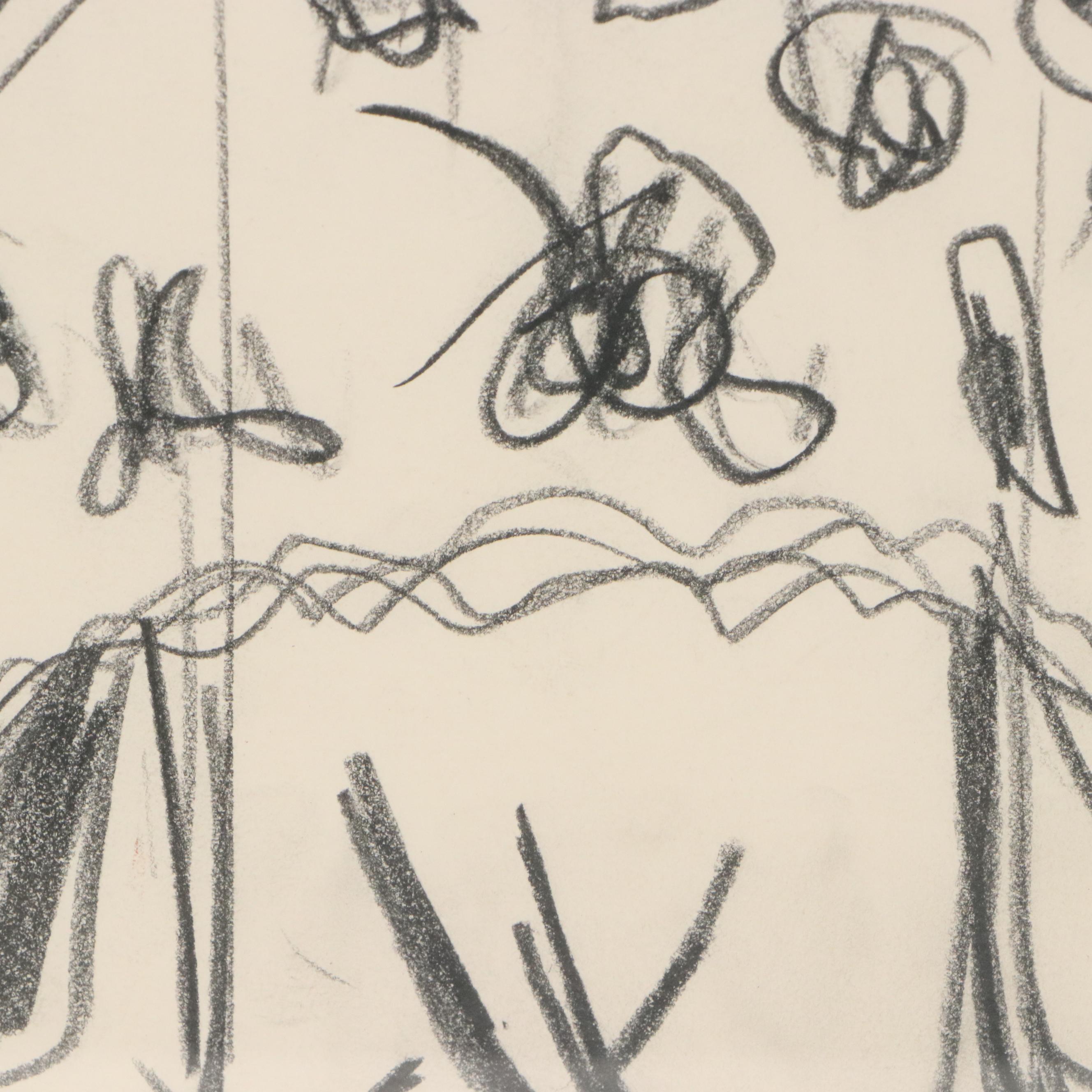 Paul Chidlaw Gestural Graphite Drawing "The search for form"