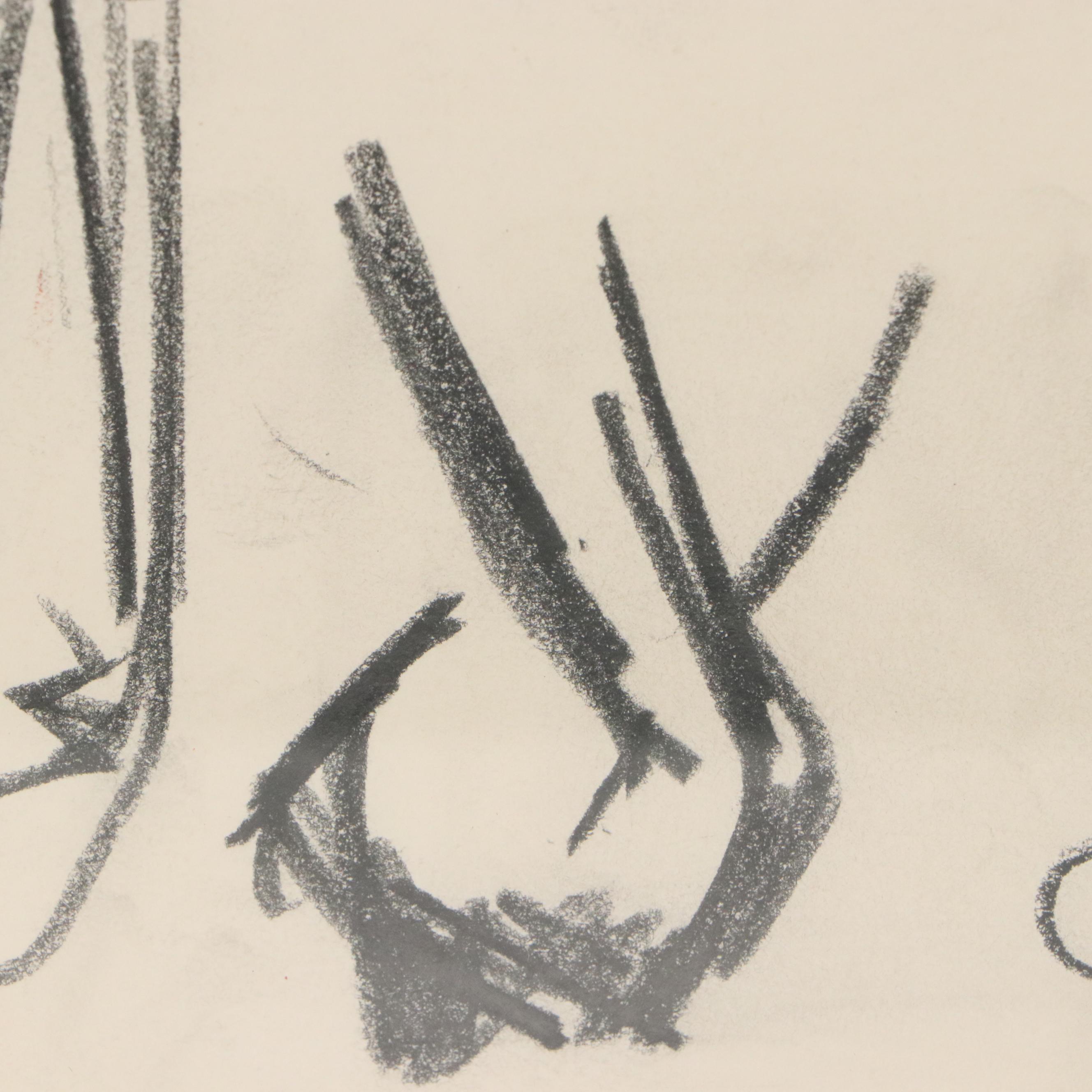 Paul Chidlaw Gestural Graphite Drawing "The search for form"