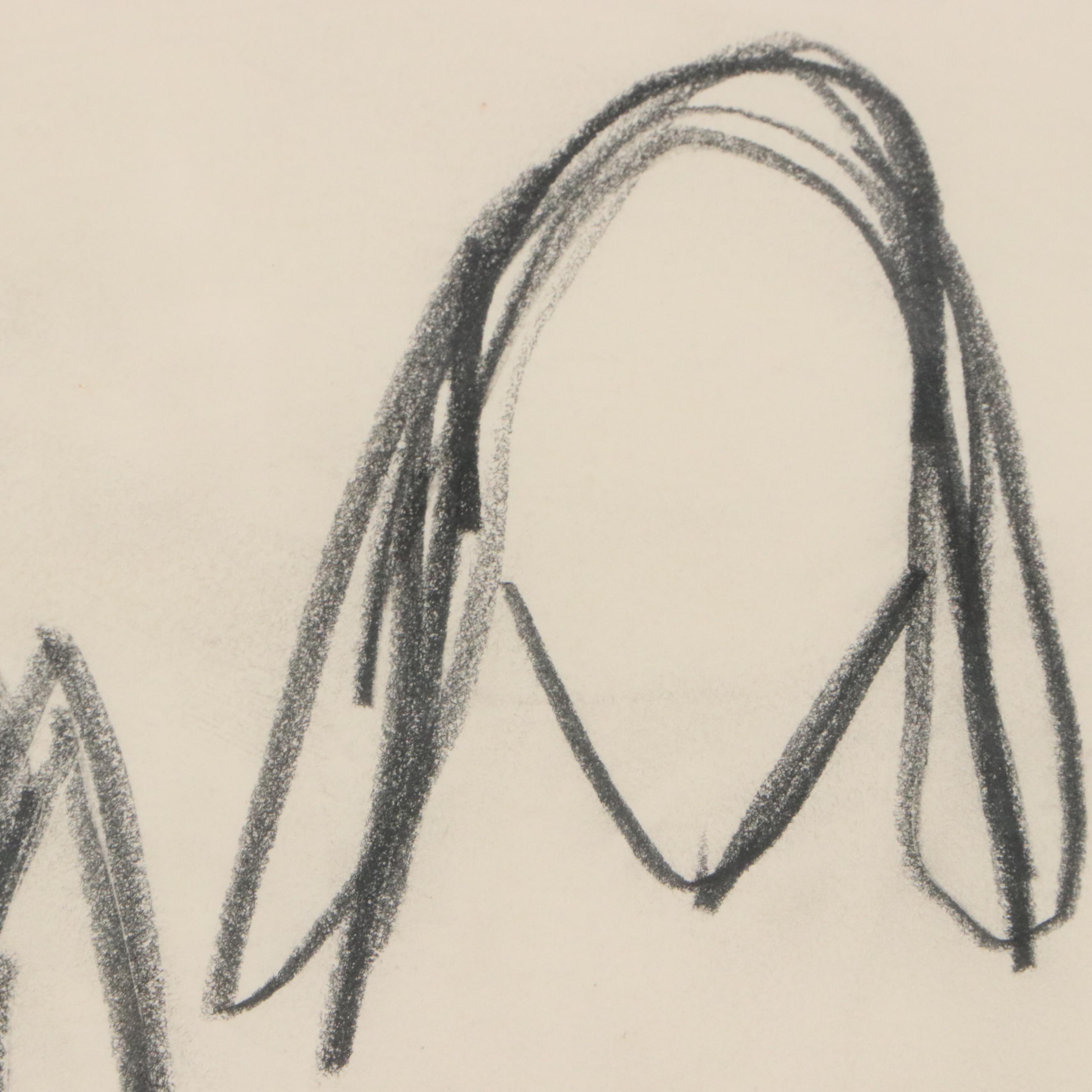 Paul Chidlaw Gestural Graphite Drawing "The search for form"