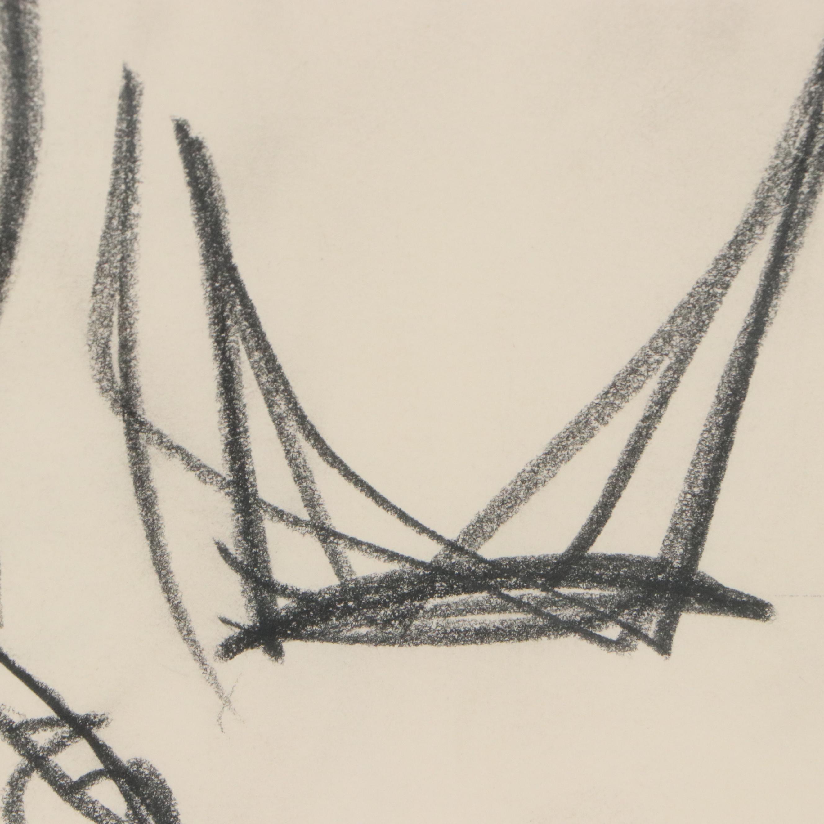 Paul Chidlaw Gestural Graphite Drawing "The search for form"