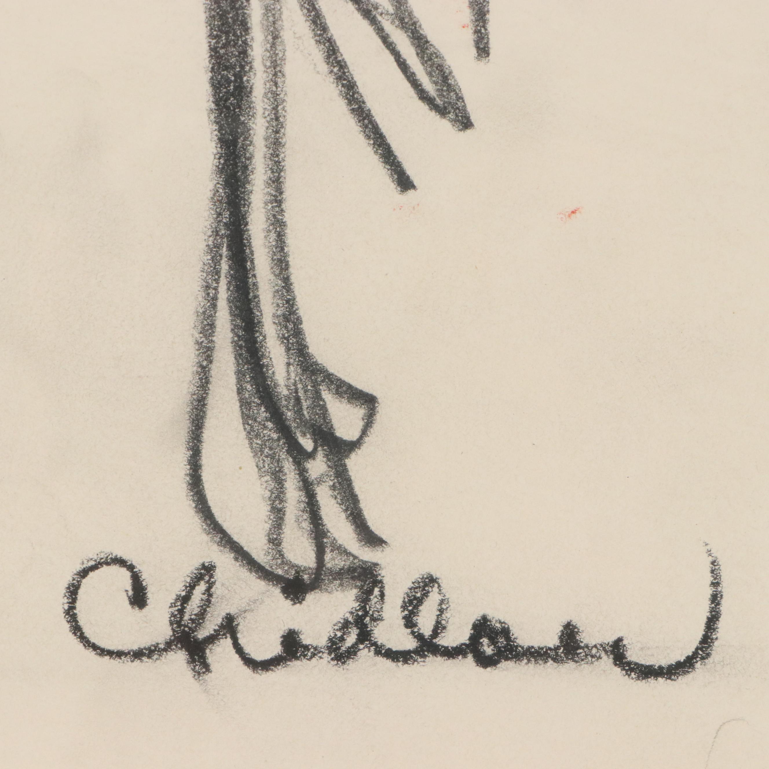 Paul Chidlaw Gestural Graphite Drawing "The search for form"