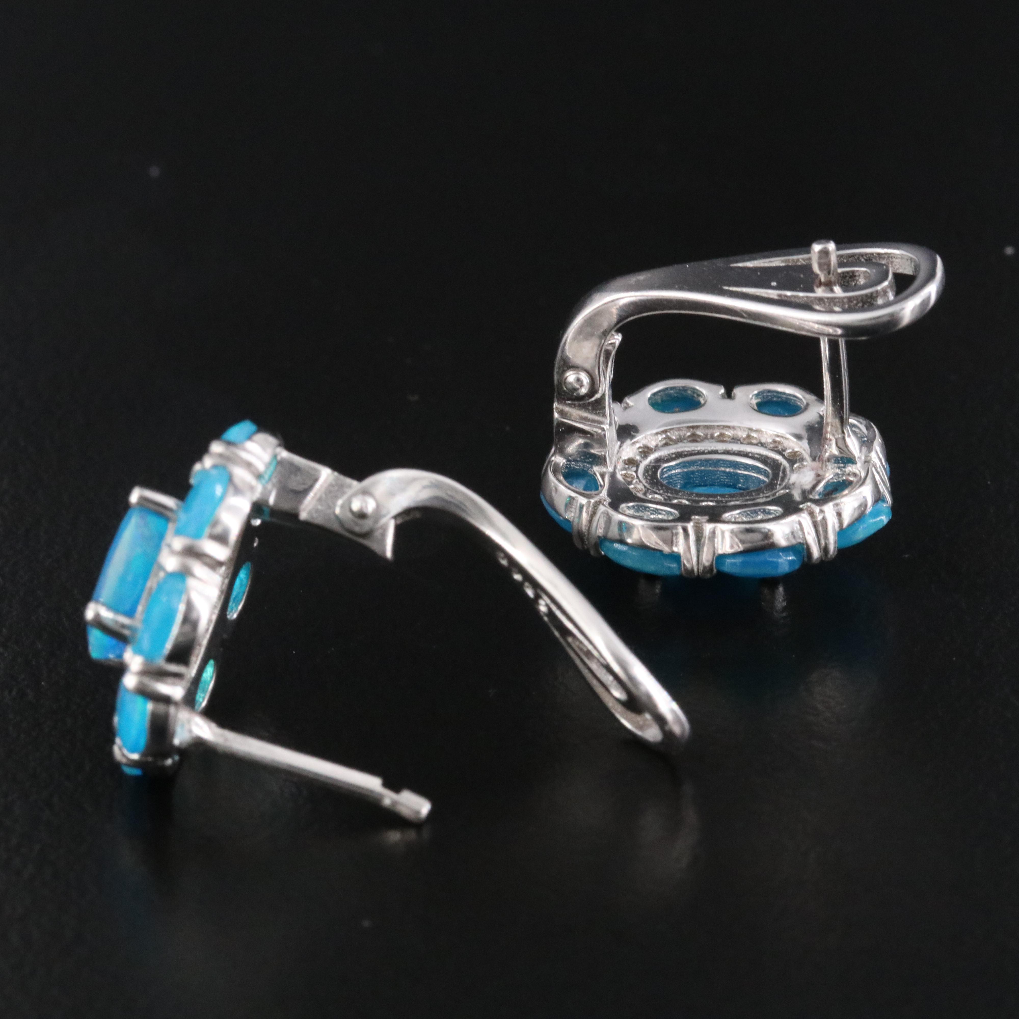 Sterling Opal and White Sapphire Earrings