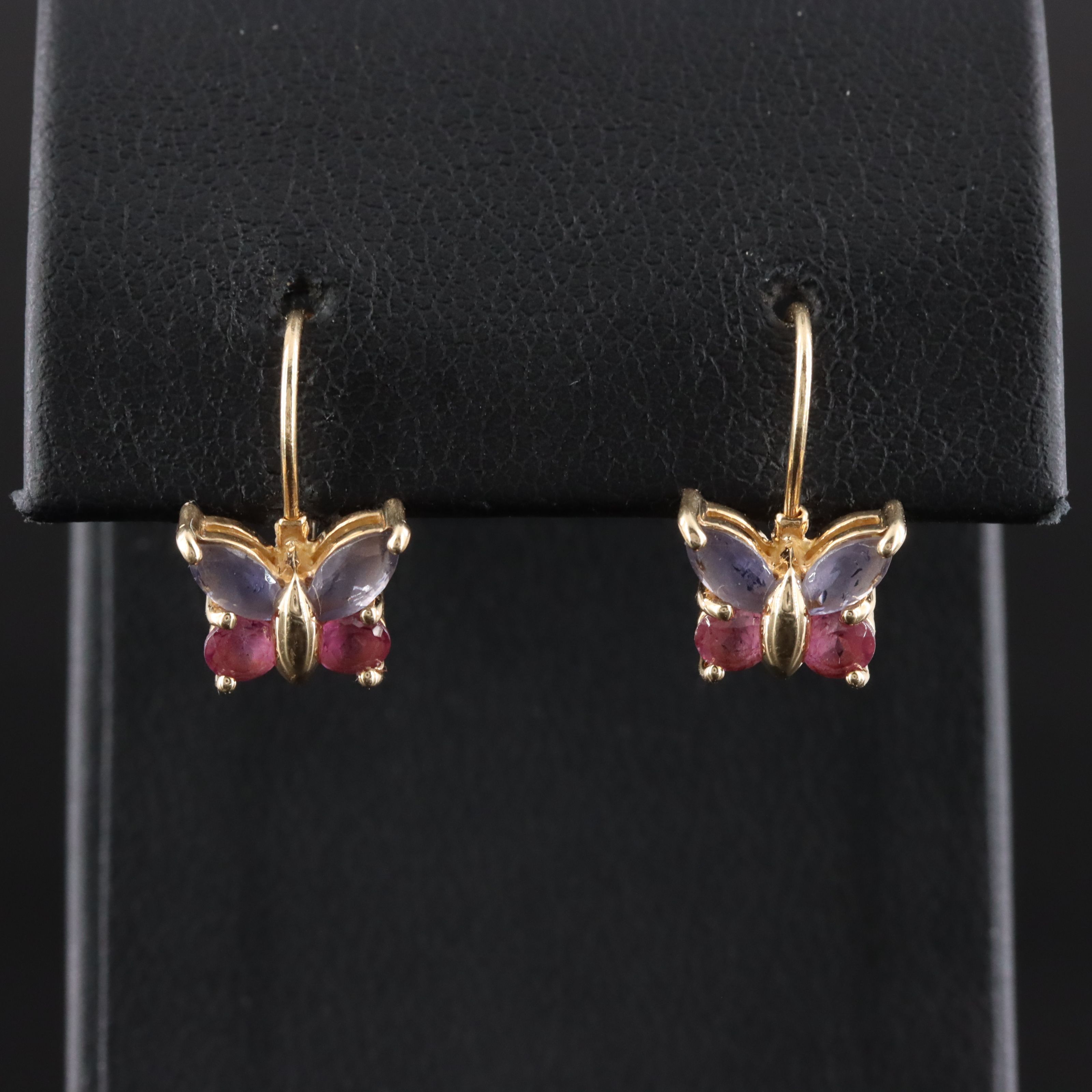 14K Tanzanite and Garnet Butterfly Earrings