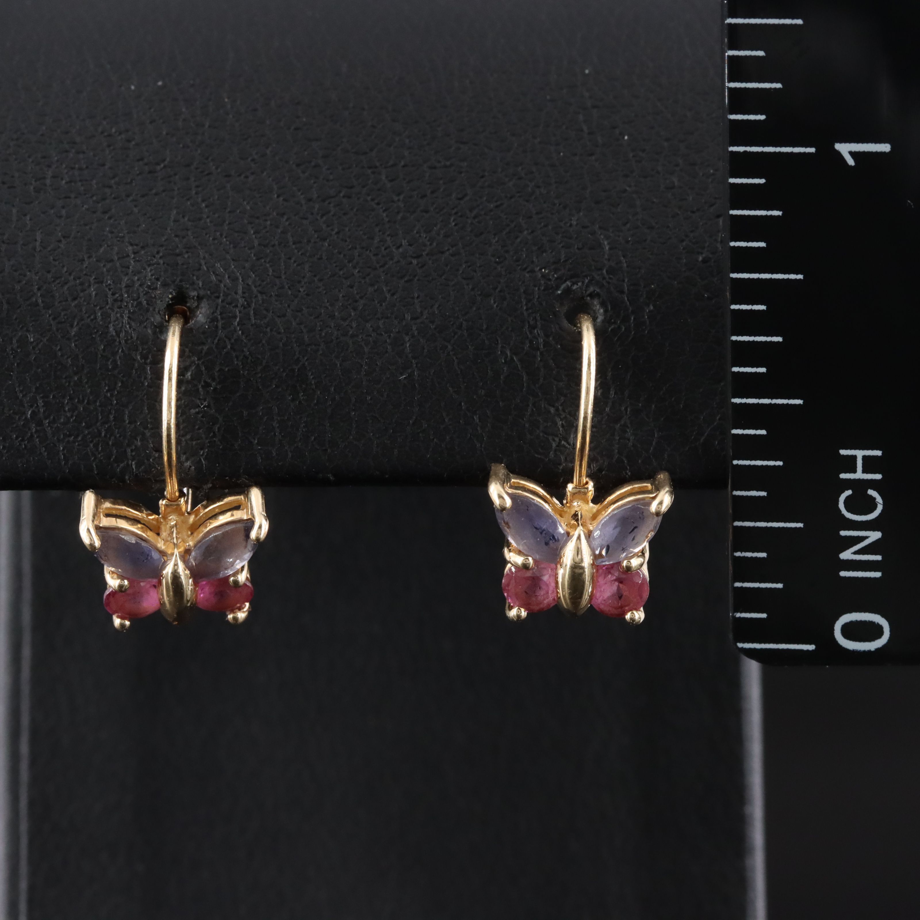 14K Tanzanite and Garnet Butterfly Earrings