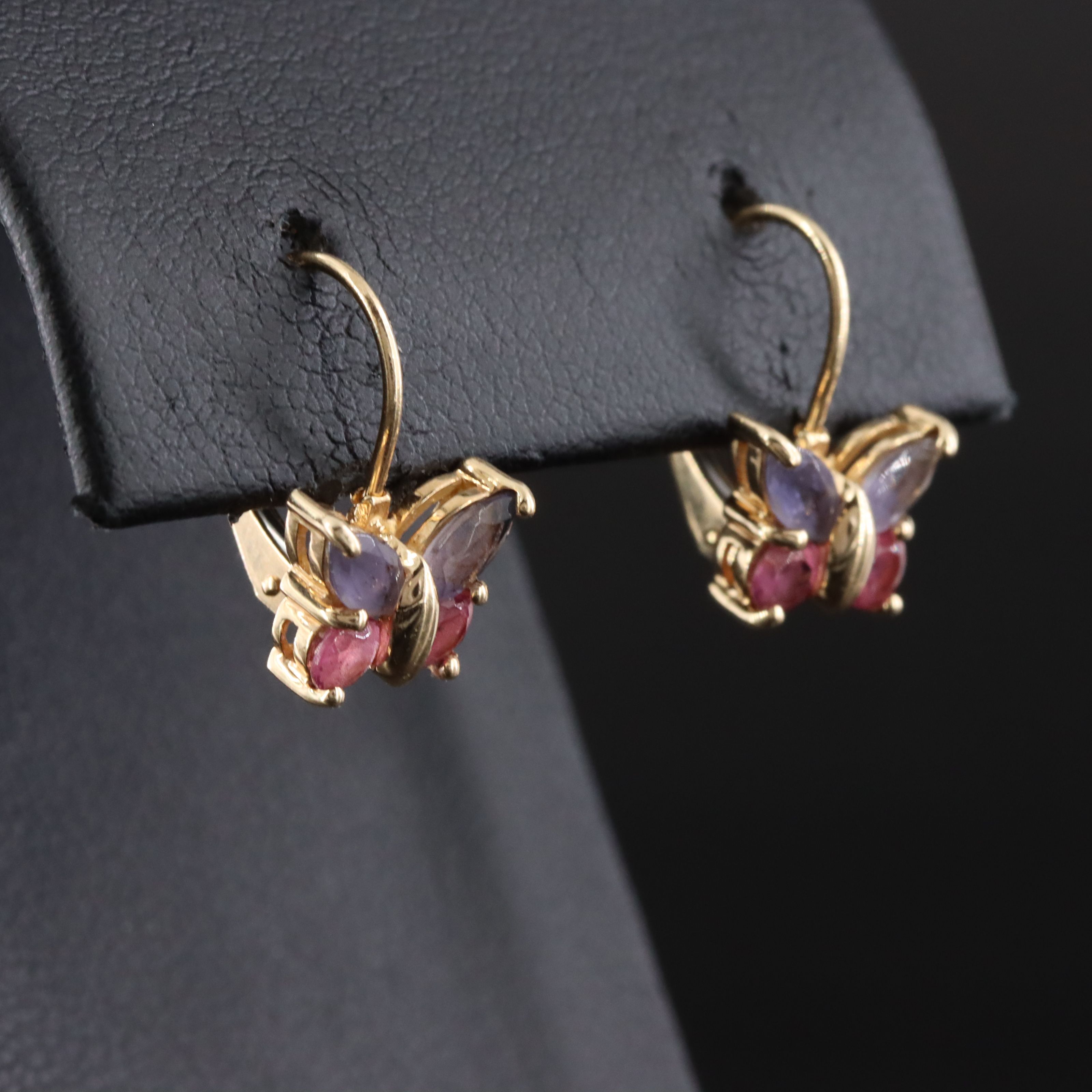14K Tanzanite and Garnet Butterfly Earrings