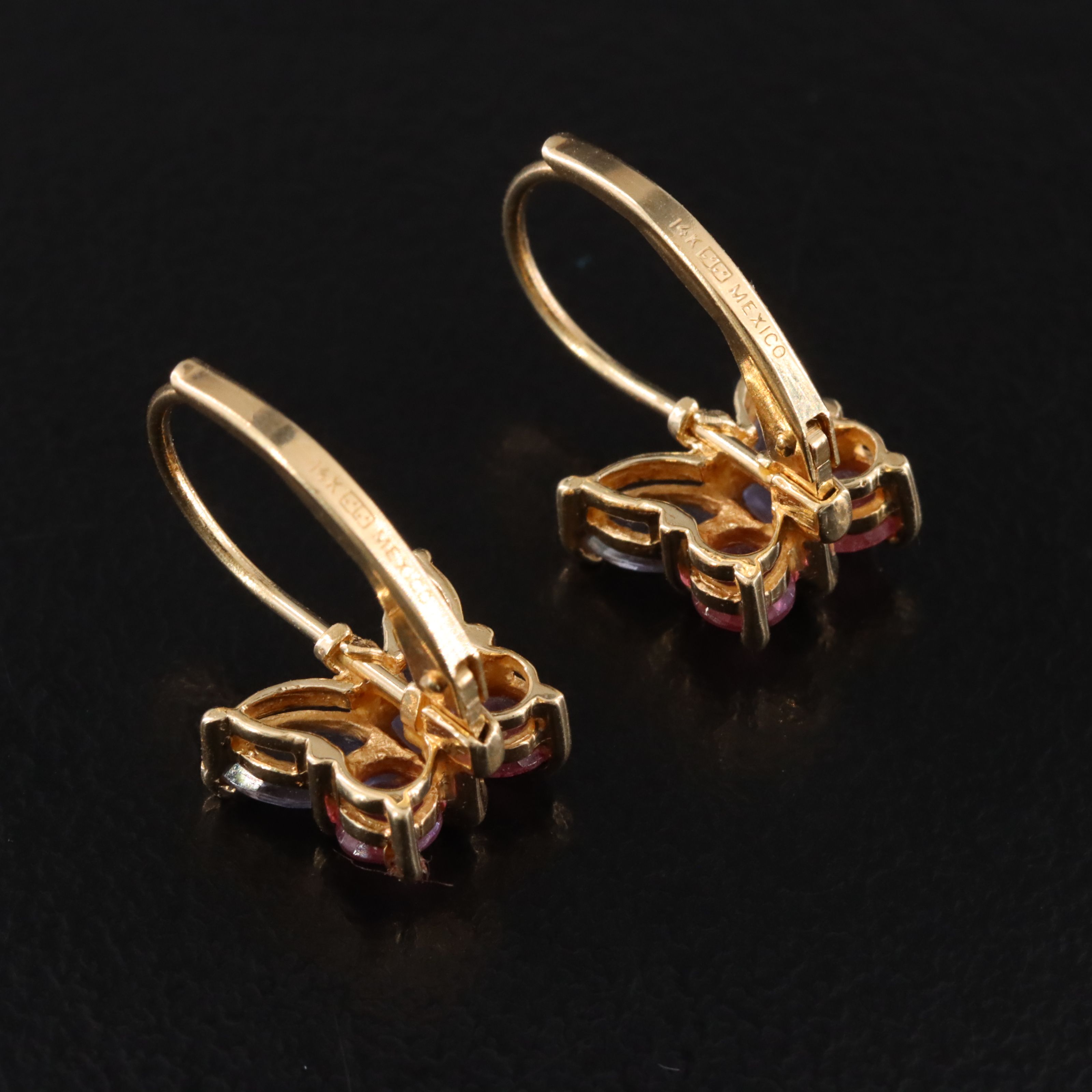 14K Tanzanite and Garnet Butterfly Earrings