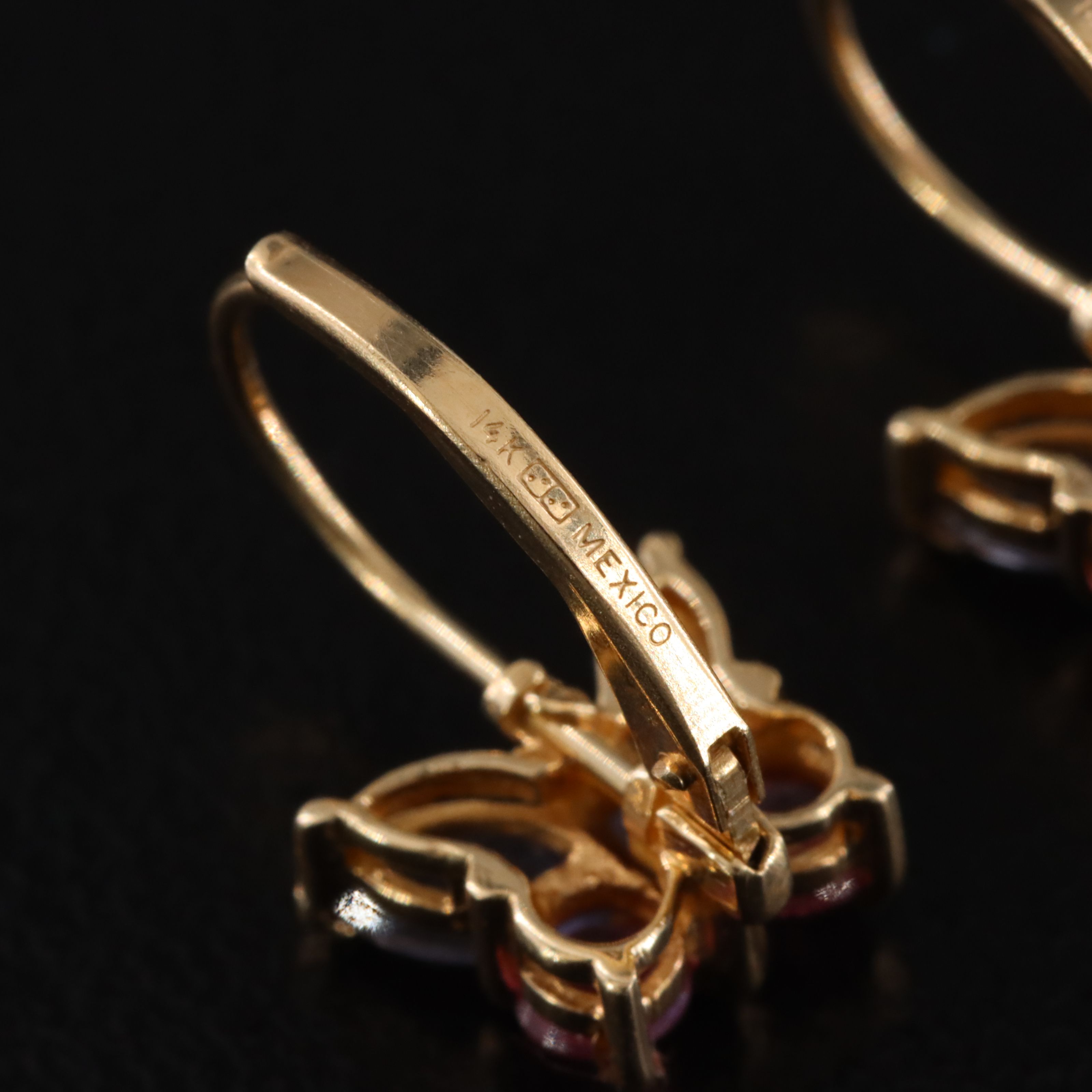 14K Tanzanite and Garnet Butterfly Earrings