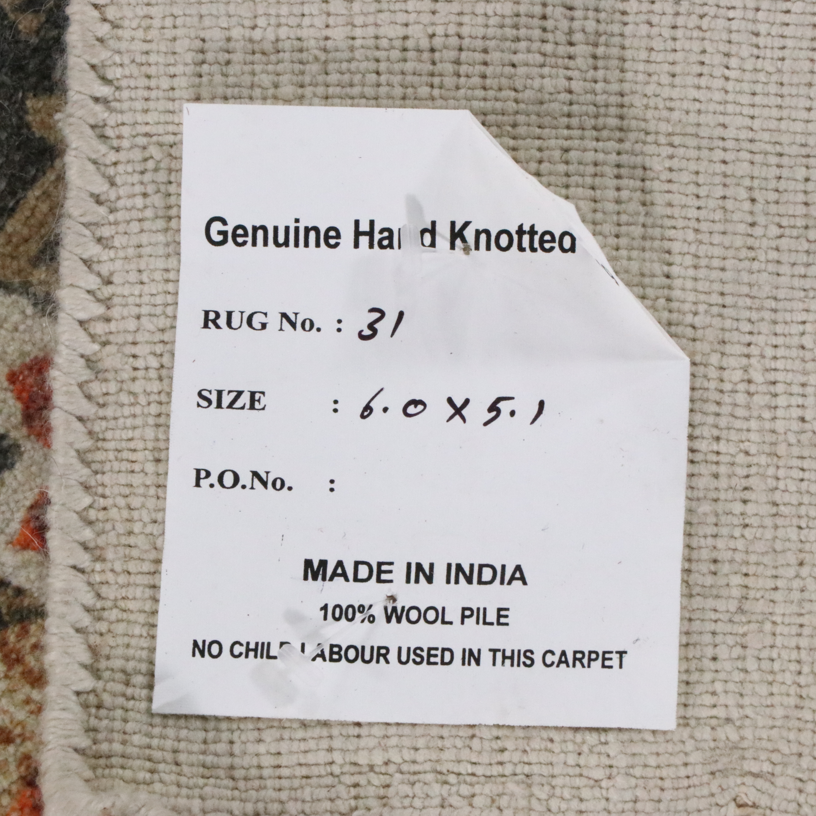 5'1 x 6' Hand-Knotted Indian Contemporary Area Rug