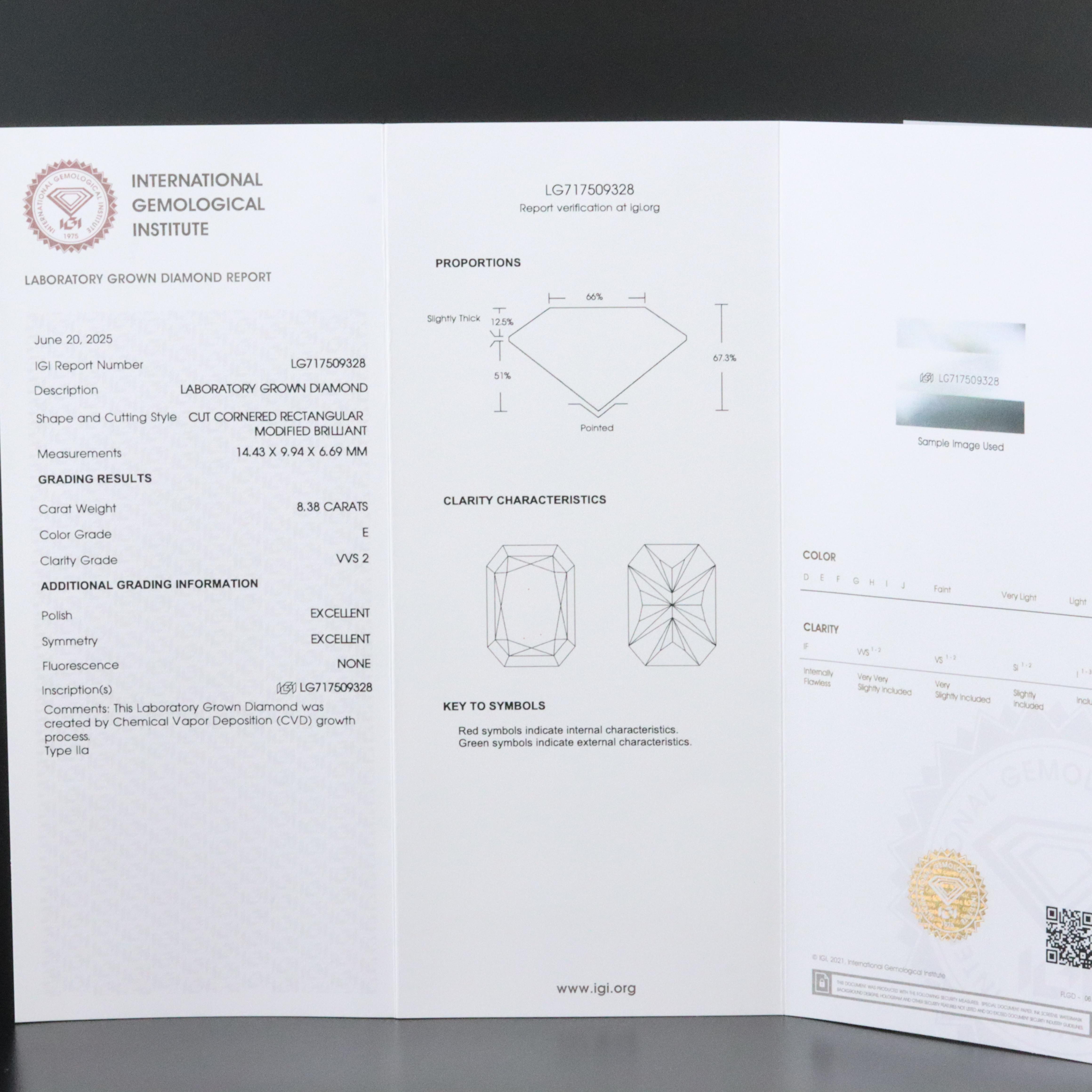 18K 8.38 CT Lab Grown Diamond Solitaire Ring with IGI Report
