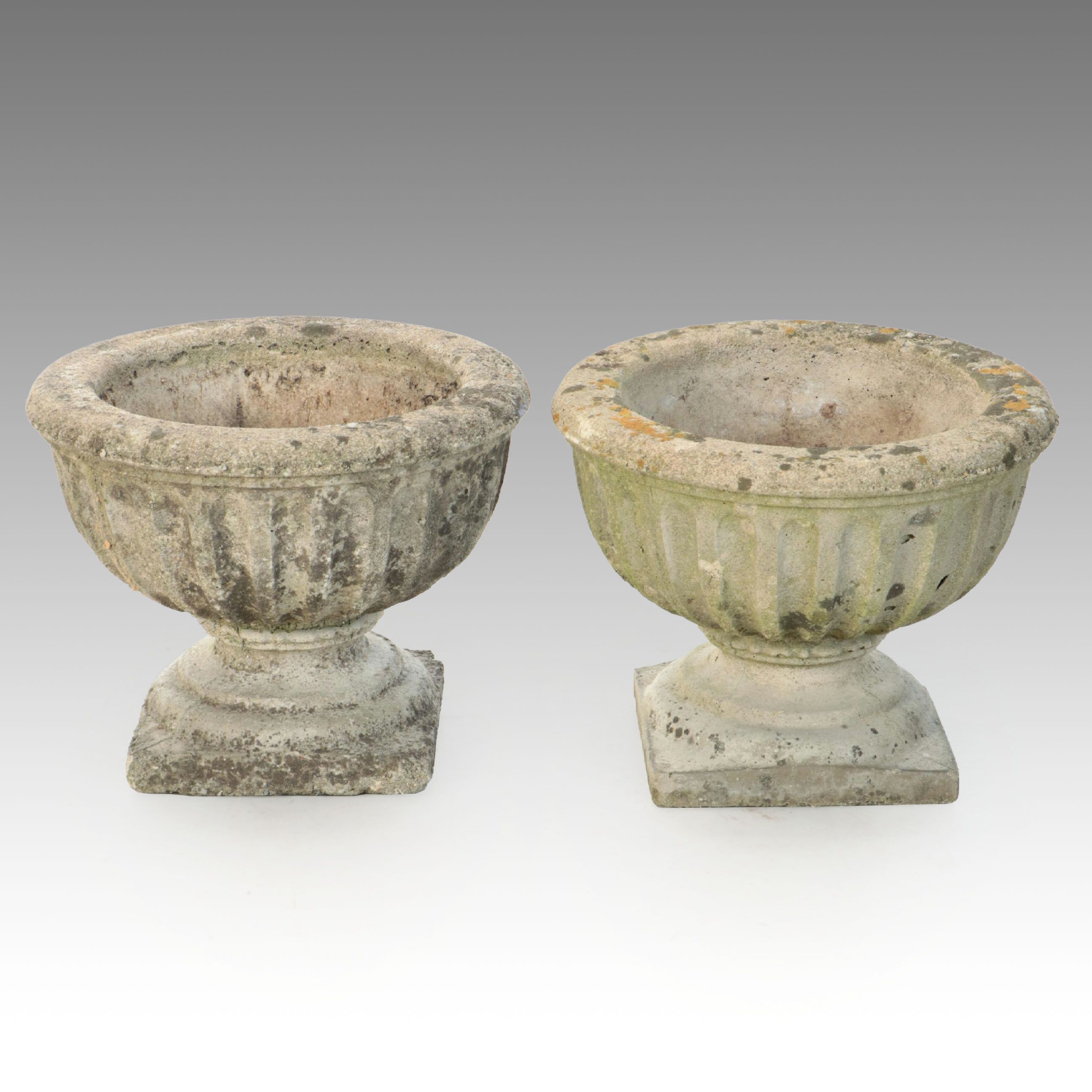 Pair of Cast Concrete Garden Urns