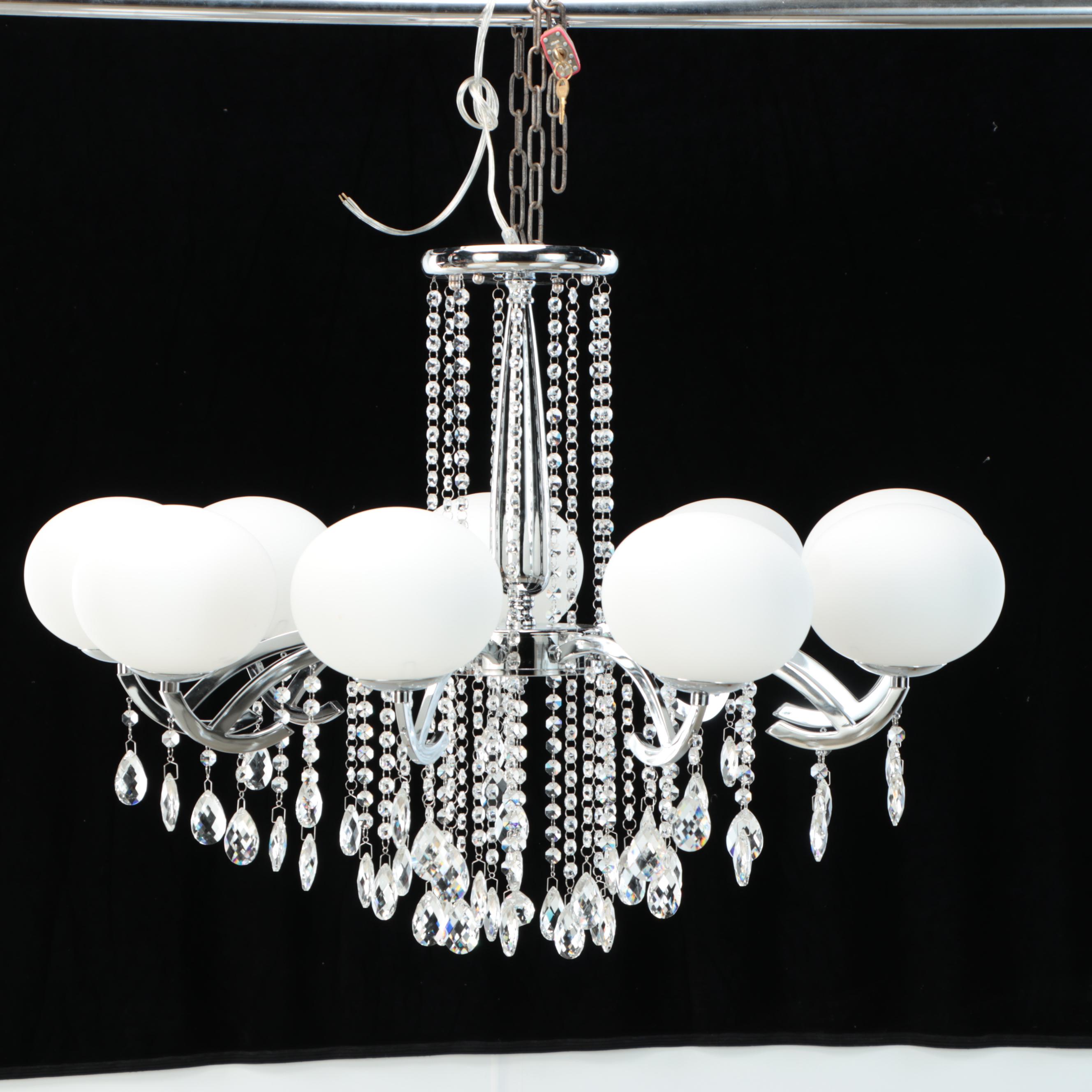 Contemporary Acrylic and Crystal Prisms Nine-Arm Chandelier, 21st C
