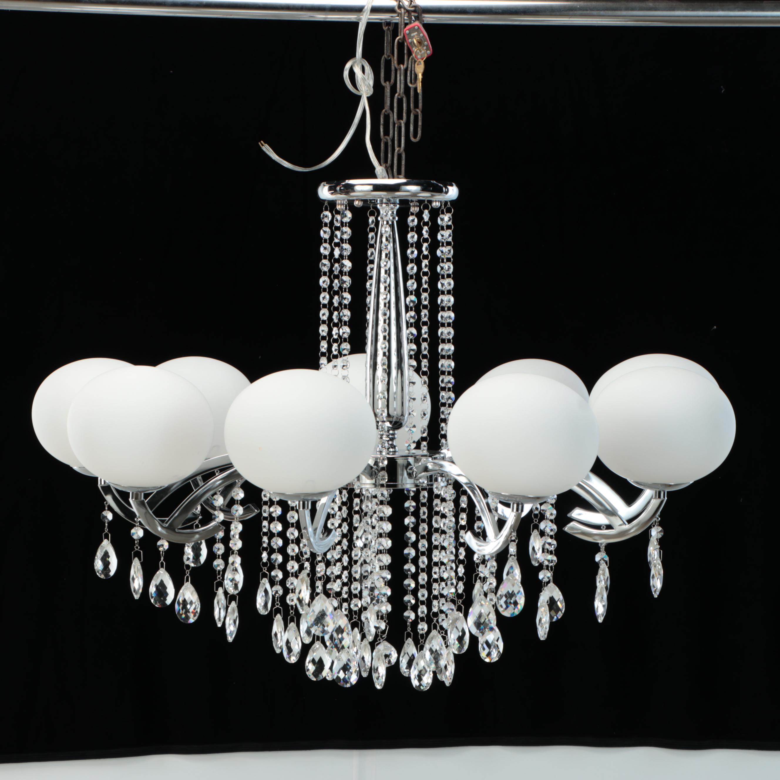 Contemporary Acrylic and Crystal Prisms Nine-Arm Chandelier, 21st C