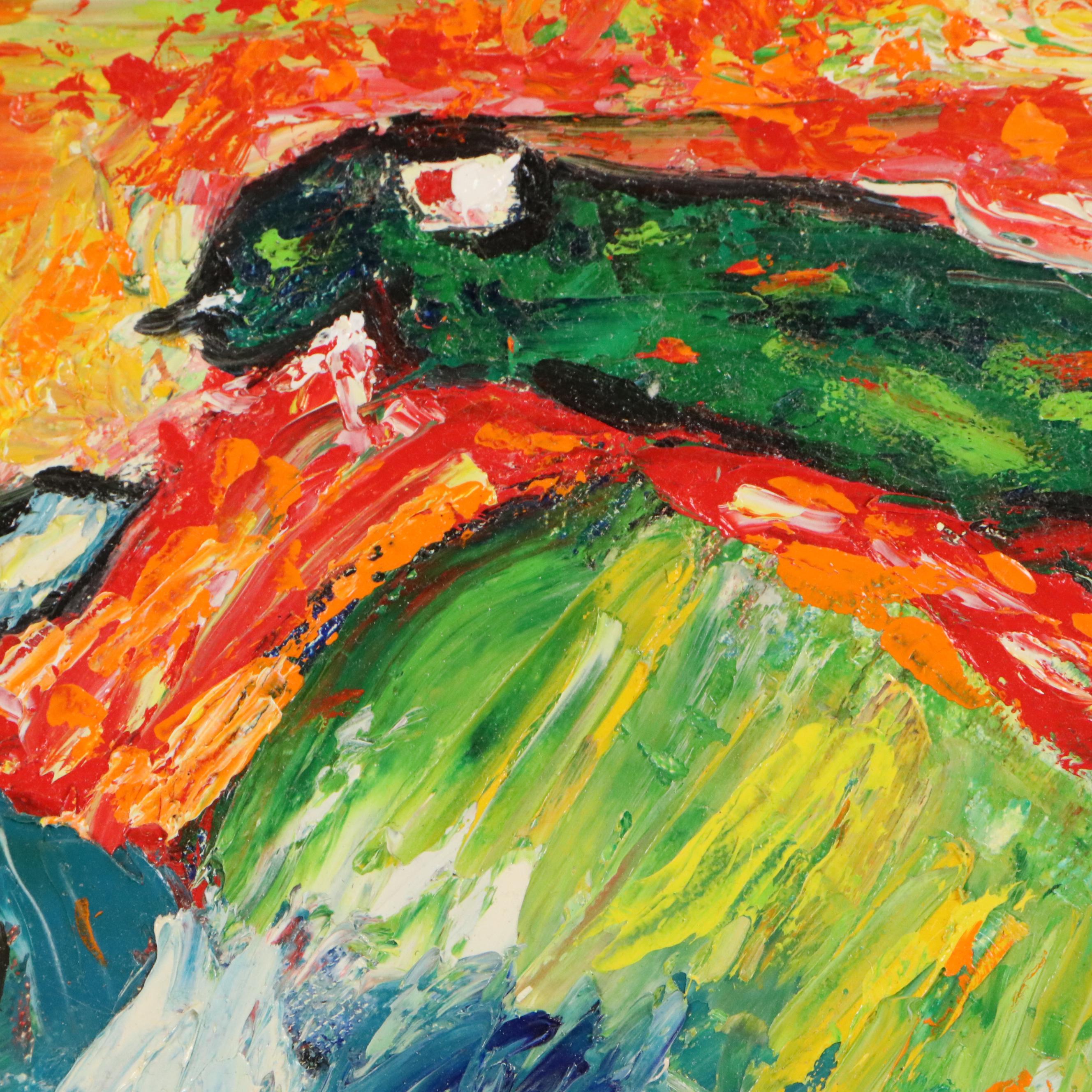 Judson Wilson Modern Abstract Oil Painting, Late 20th Century