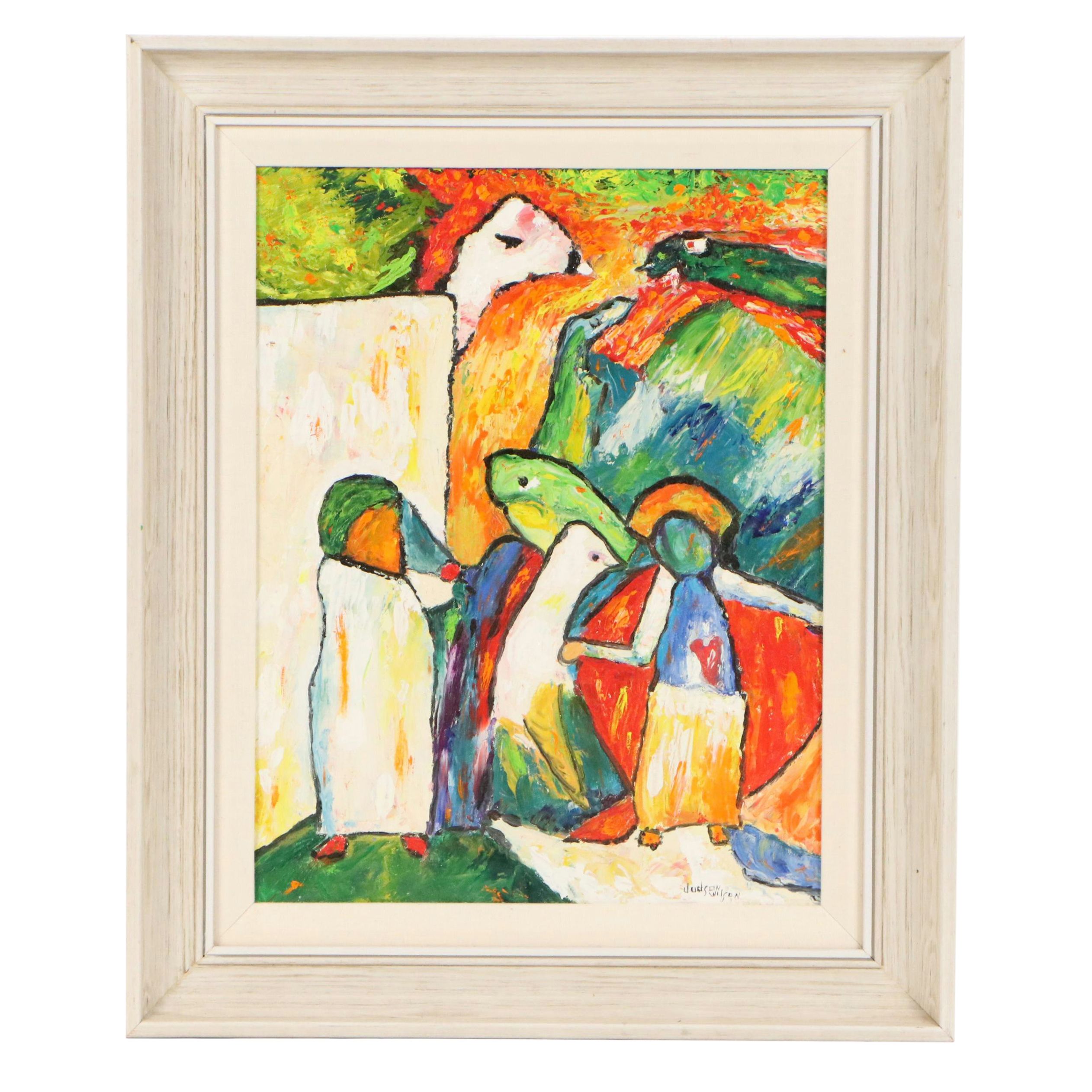 Judson Wilson Modern Abstract Oil Painting, Late 20th Century