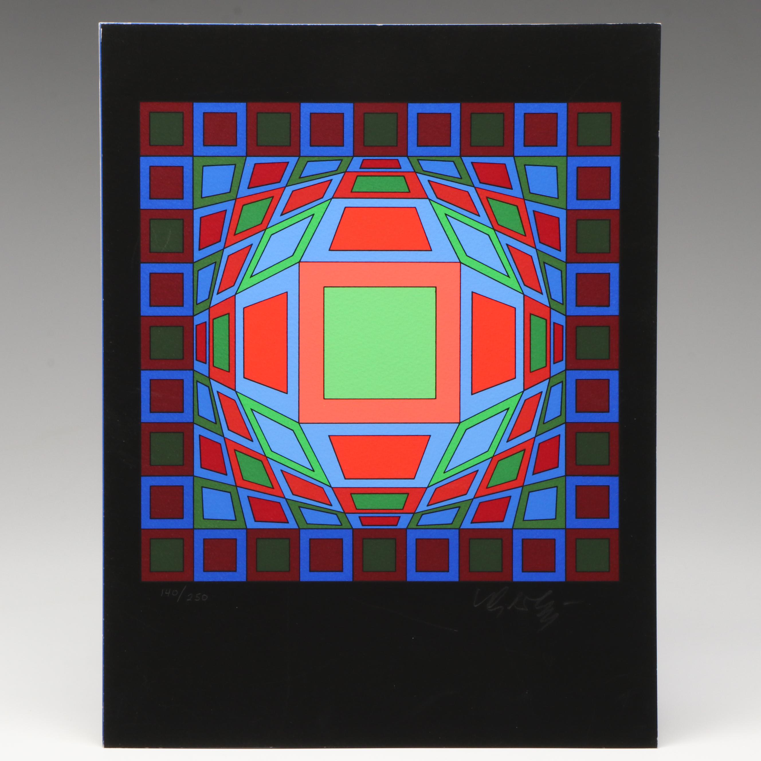 Victor Vasarely Op Art Serigraphs from Portfolio "Microcosmos," 1979