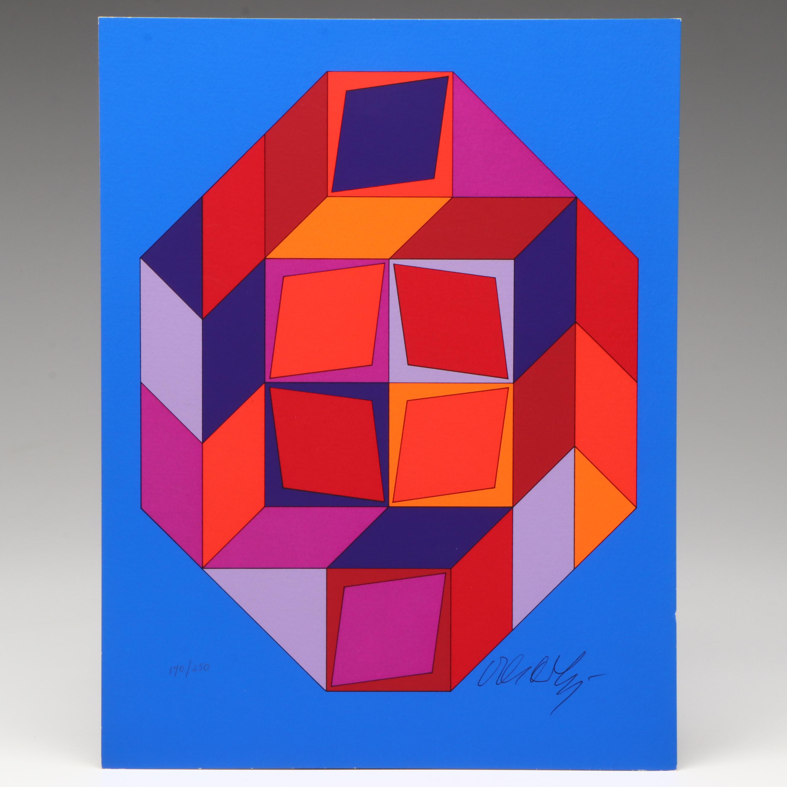 Victor Vasarely Op Art Serigraphs from Portfolio "Microcosmos," 1979