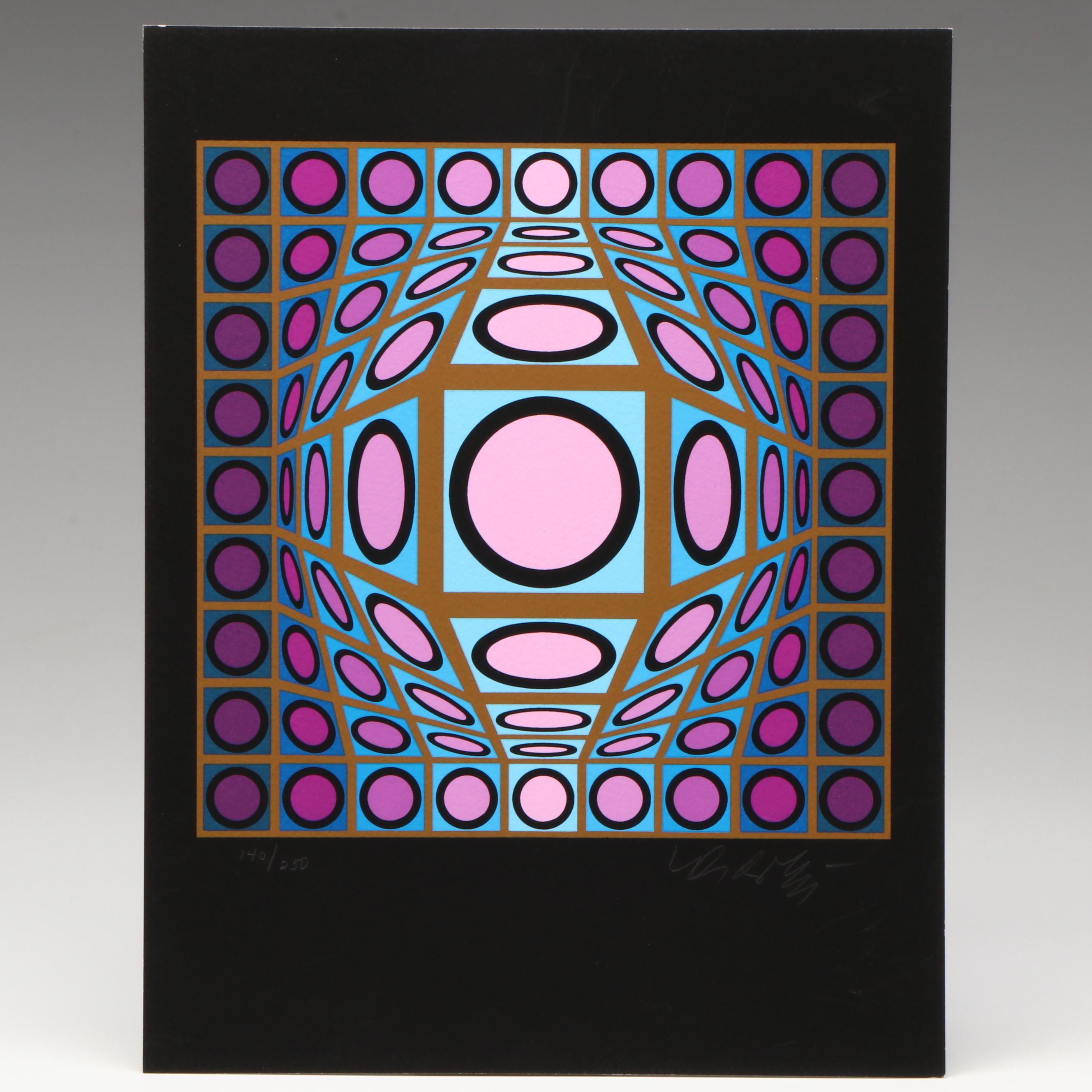 Victor Vasarely Op Art Serigraphs from Portfolio "Microcosmos," 1979