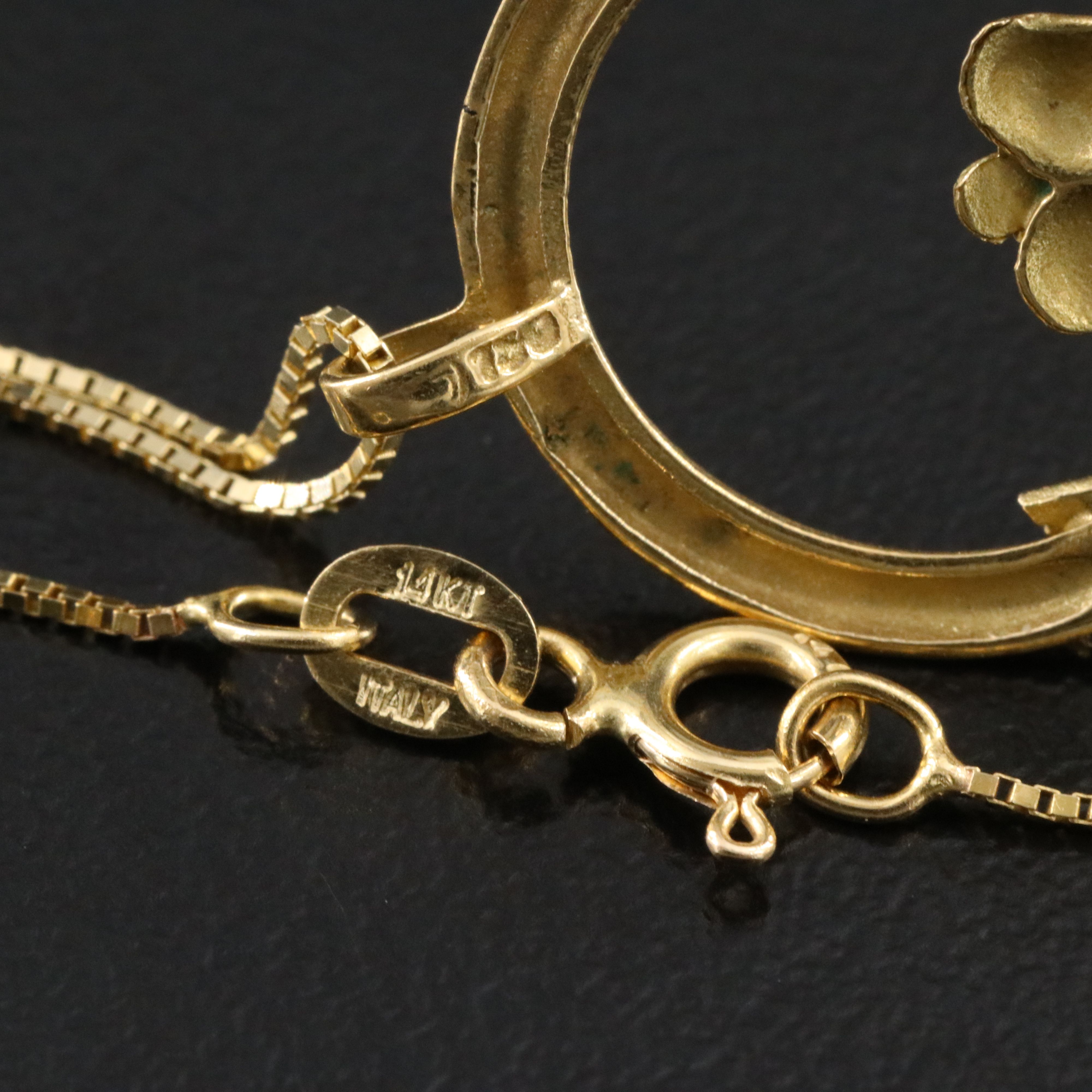 18K Ruby Claddagh Pendant on 14K Chain